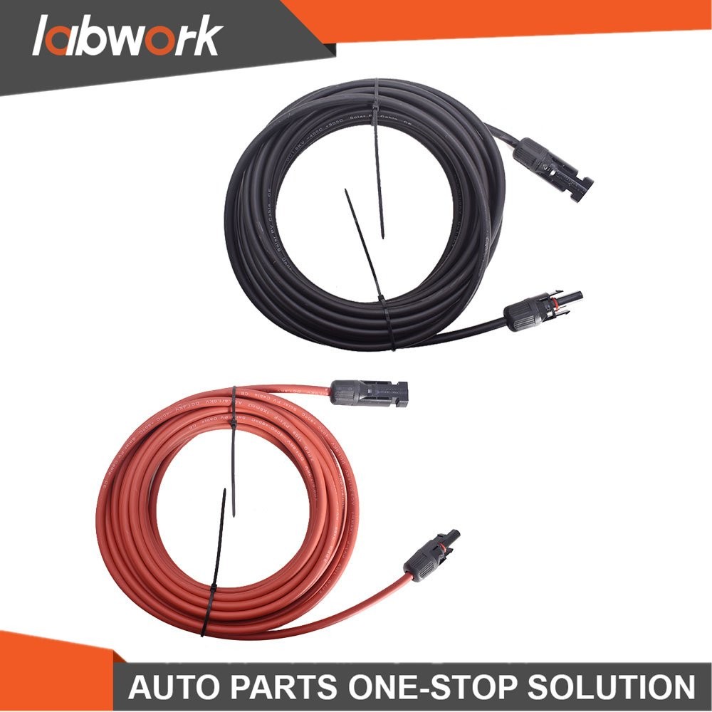 Labwork 1 Pair 25FT 10AWG Red+Black Solar Panel Extension Cable Wire Connector