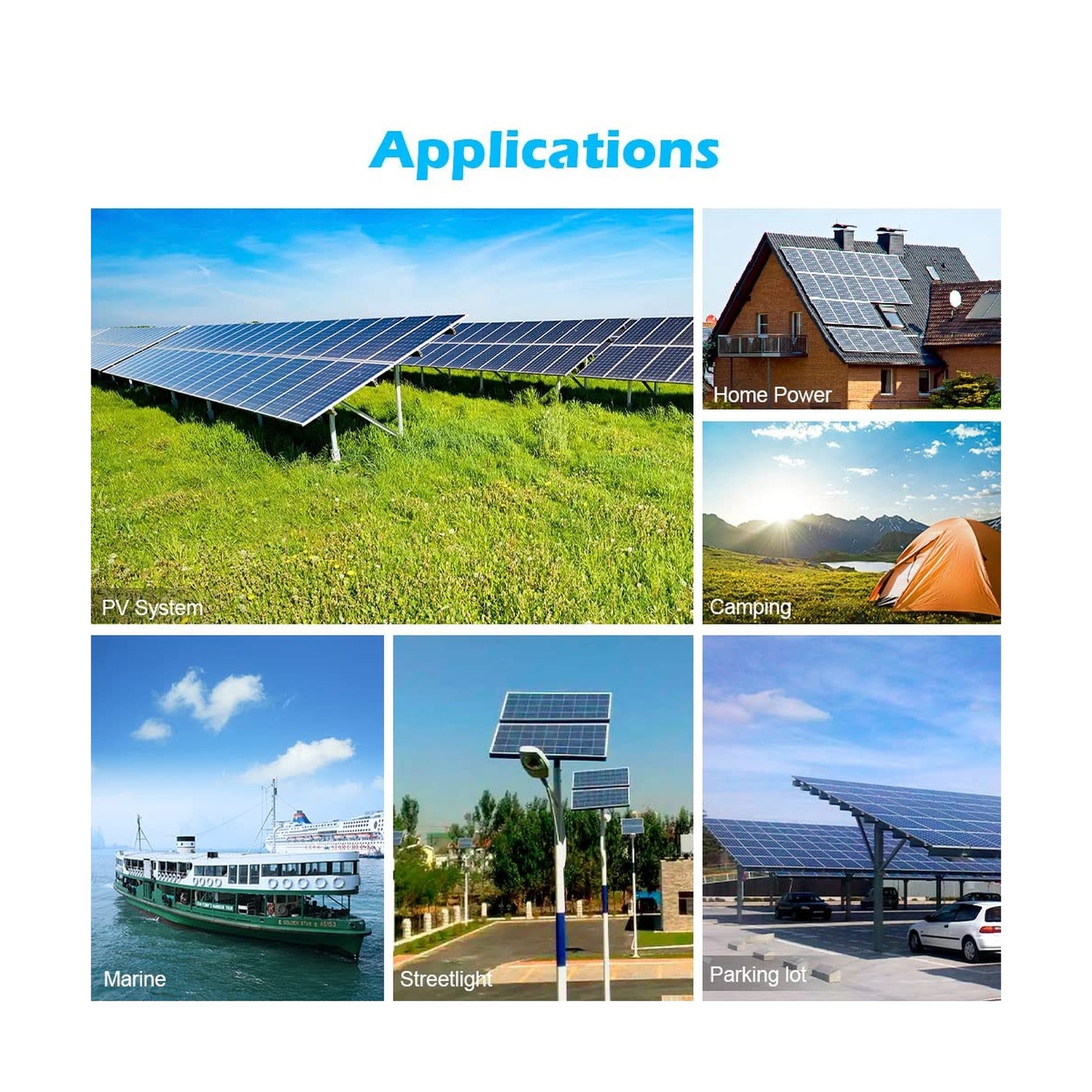 SUNGOLDPOWER 2pcs 100W Solar Panel Monocrystaline Solar Panel Module Grade A …