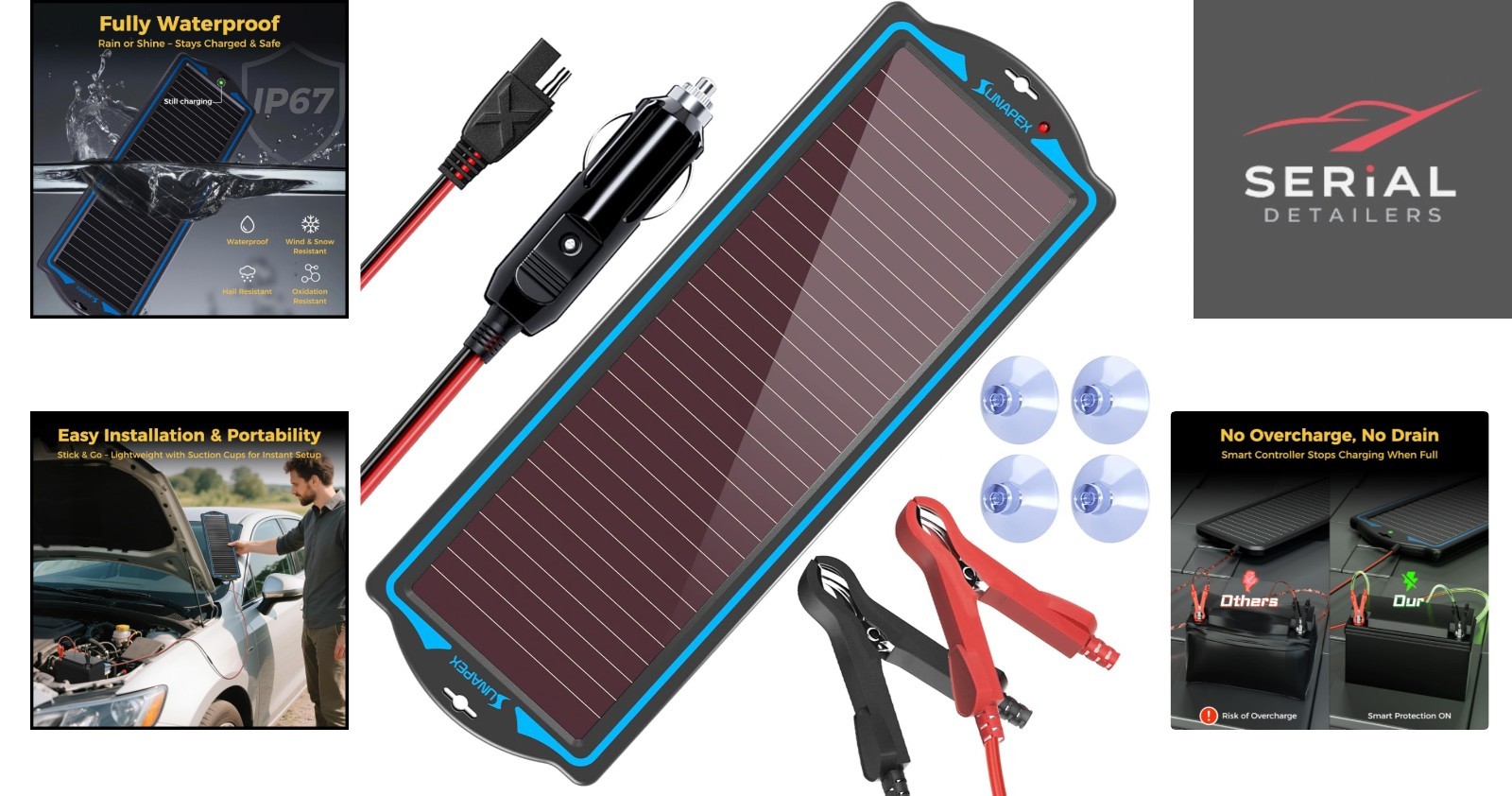 Durable 12V Solar Panel Kit with Built-in Controller – Ideal for Easy Charging