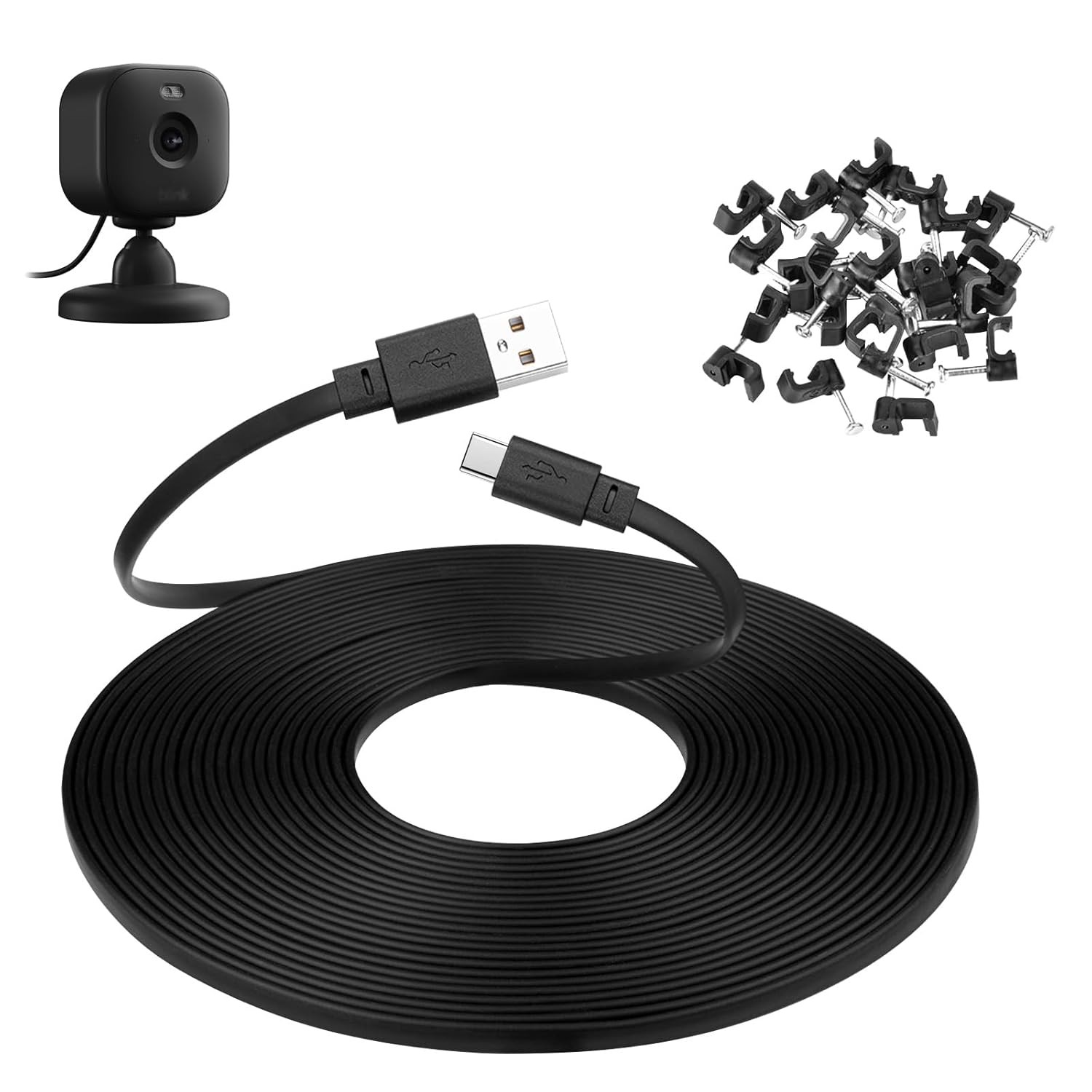 30 ft Power Cord for Blink Mini 2 Camera, Blink Outdoor 4, Long USB C Extension