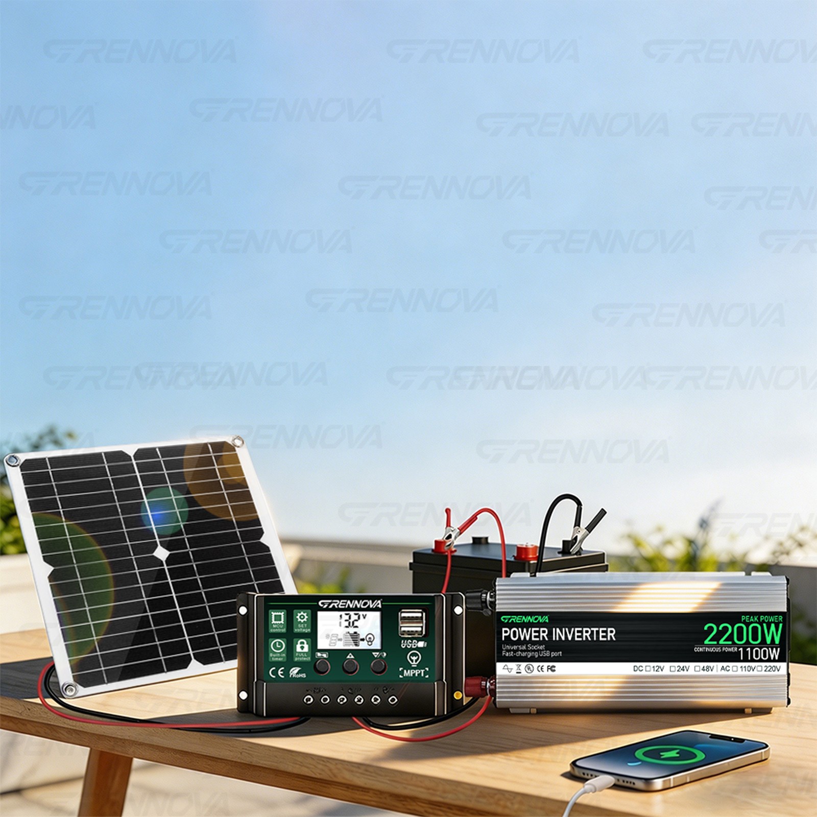 True Power Grennova Solar Kit 2200W 60A MPPT 30W Panel 110/220V Inverter