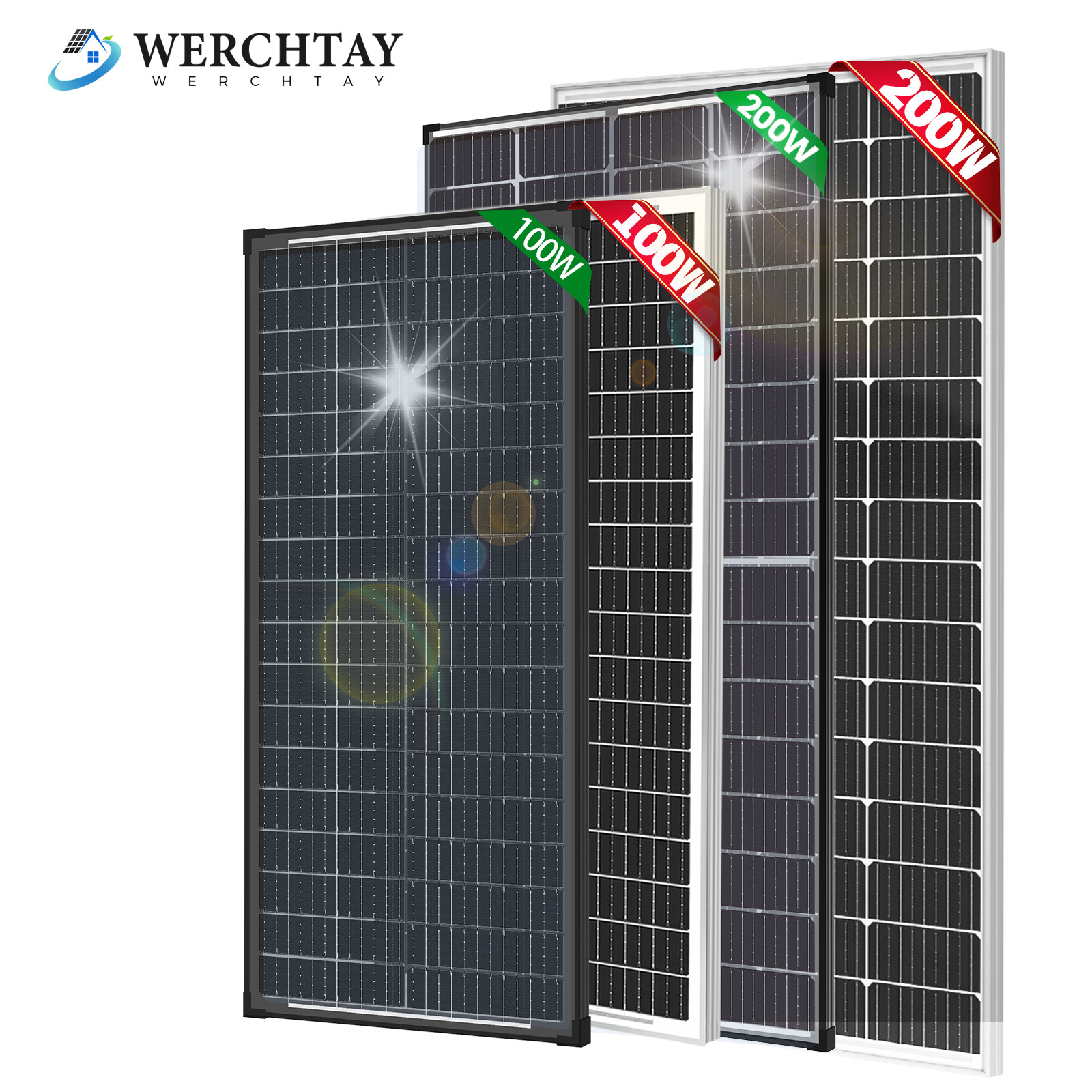 100W 150W 200W 300W 400W Watt Solar Panel Mono Home Charging RV Camping Battery