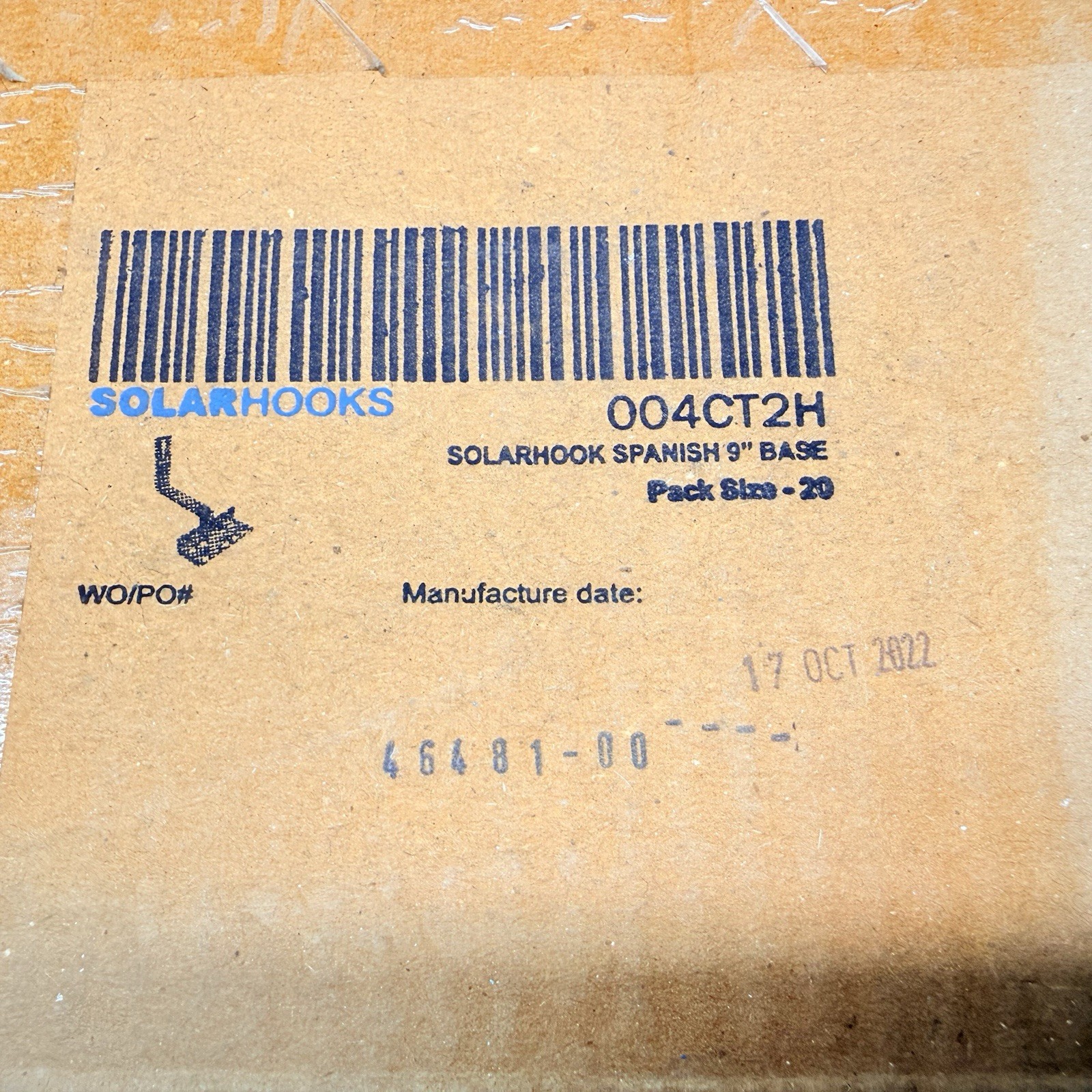 NEW (20-Pack) Unirac 004CT2H SolarHook w/ 9″ Base, for Spanish Tile, Stainless