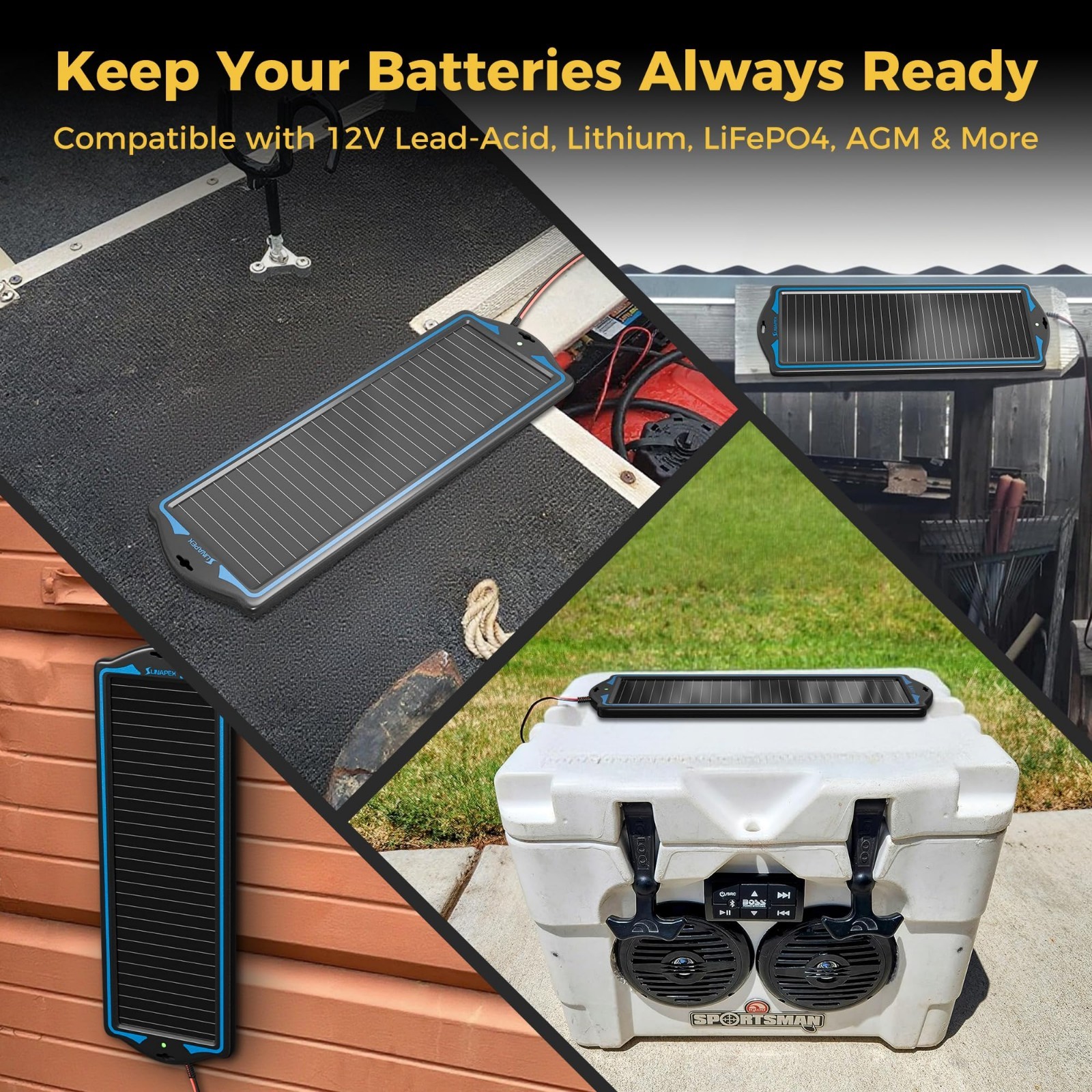 12V Solar Battery Charge: Waterproof Portable Solar Panel Kit