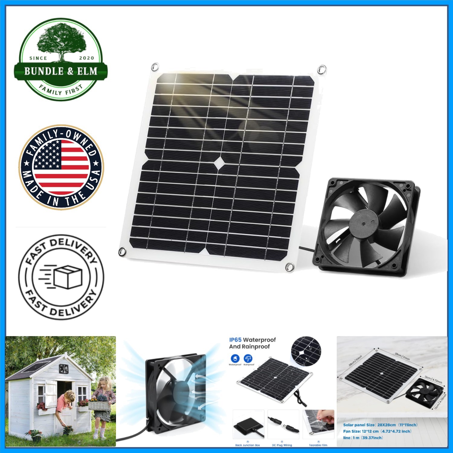 Weatherproof Solar Exhaust Fan with Monocrystalline Panel for Outdoor Use