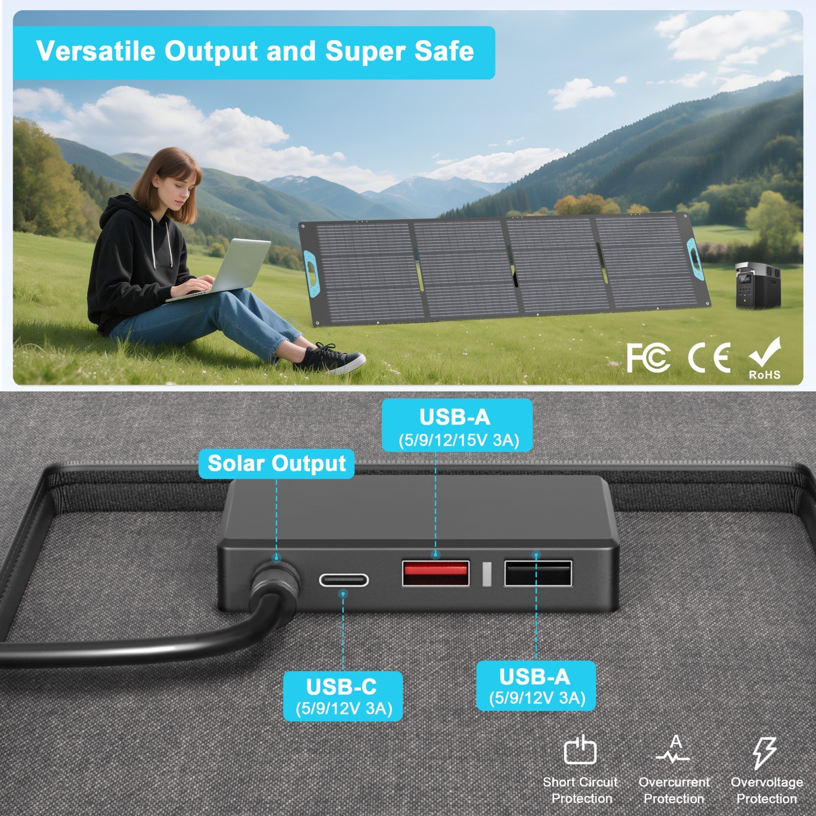 400W 220W 110W 60W Portable Solar Panel Kit for Power Station RV Outdoor Camping