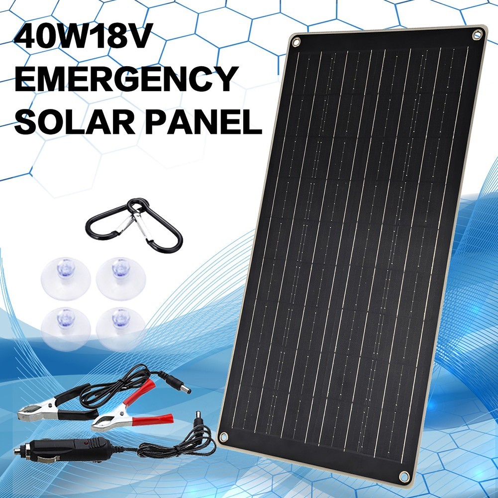 Portable Outdoor Solar Panel 40W 18V with Dual USB for Phone and Car Charging