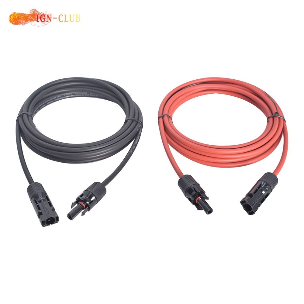 1 Pair 12AWG 15 Feet Black+Red Solar Panel Extension Cable Wire Connector