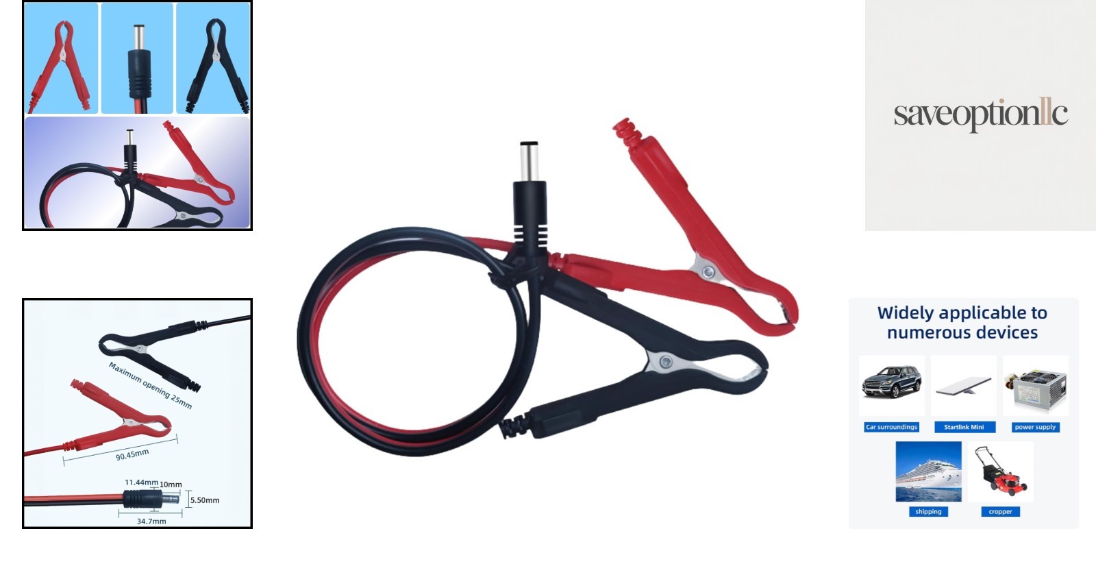 1.9FT DC 5.5mm Power Cable with Alligator Clips – Essential for Starlink Mini