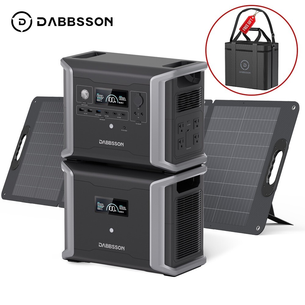 Dabbsson 3030Wh Portable Power Station 1200W Solar Generator +120W Solar Panel