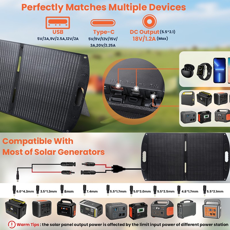200W Watt 12V Portable Foldable Solar Panel for Camping Charger Power Station RV