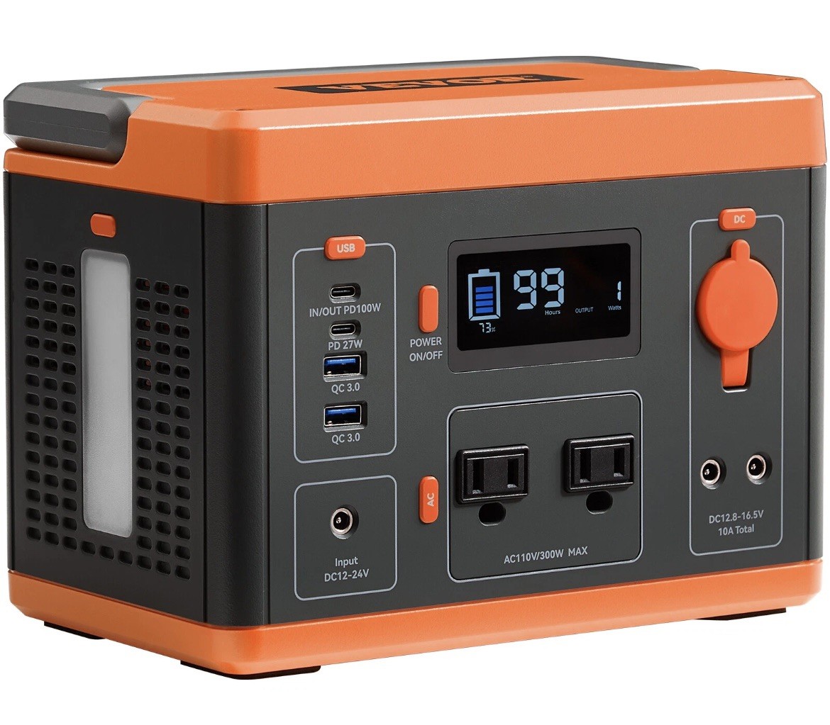 VEVOR Portable Power Station Solar Generator 296Wh 300W Backup Lithium Battery