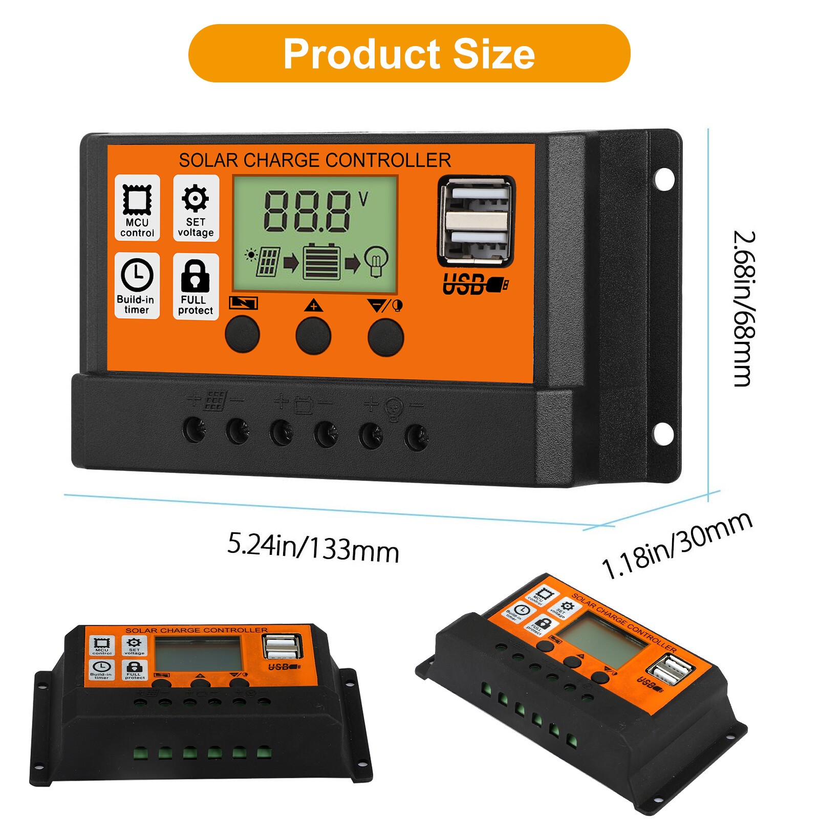 100A MPPT Solar Panel Regulator Charge Controller Auto Focus Tracking 12/24V