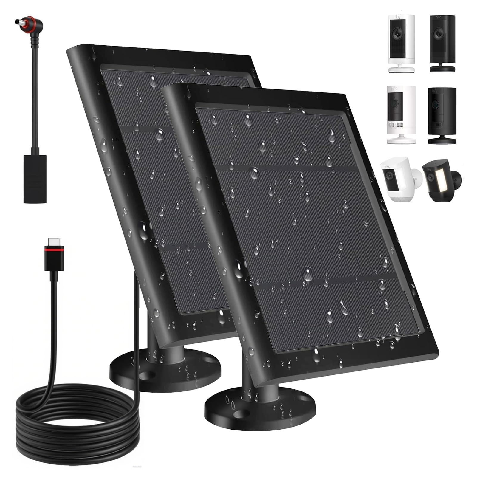 Solar Panel for Ring Camera(2nd Generation) Dustproof Waterproof 5W Solar Pan…