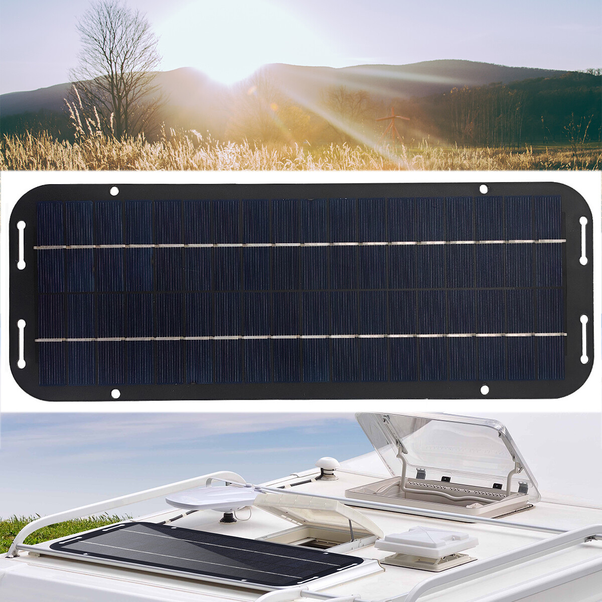 30W Solar Panel 12V Trickle Charger Battery Charger Kit Maintainer Marine Car RV