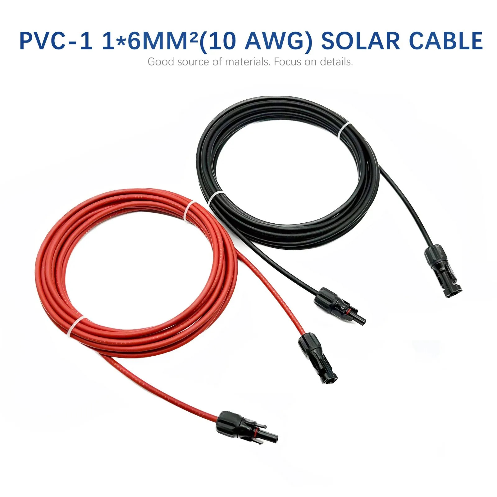 10 AWG Black Red Solar Panel Extension Cable Silicone Flexible Wire Connectors