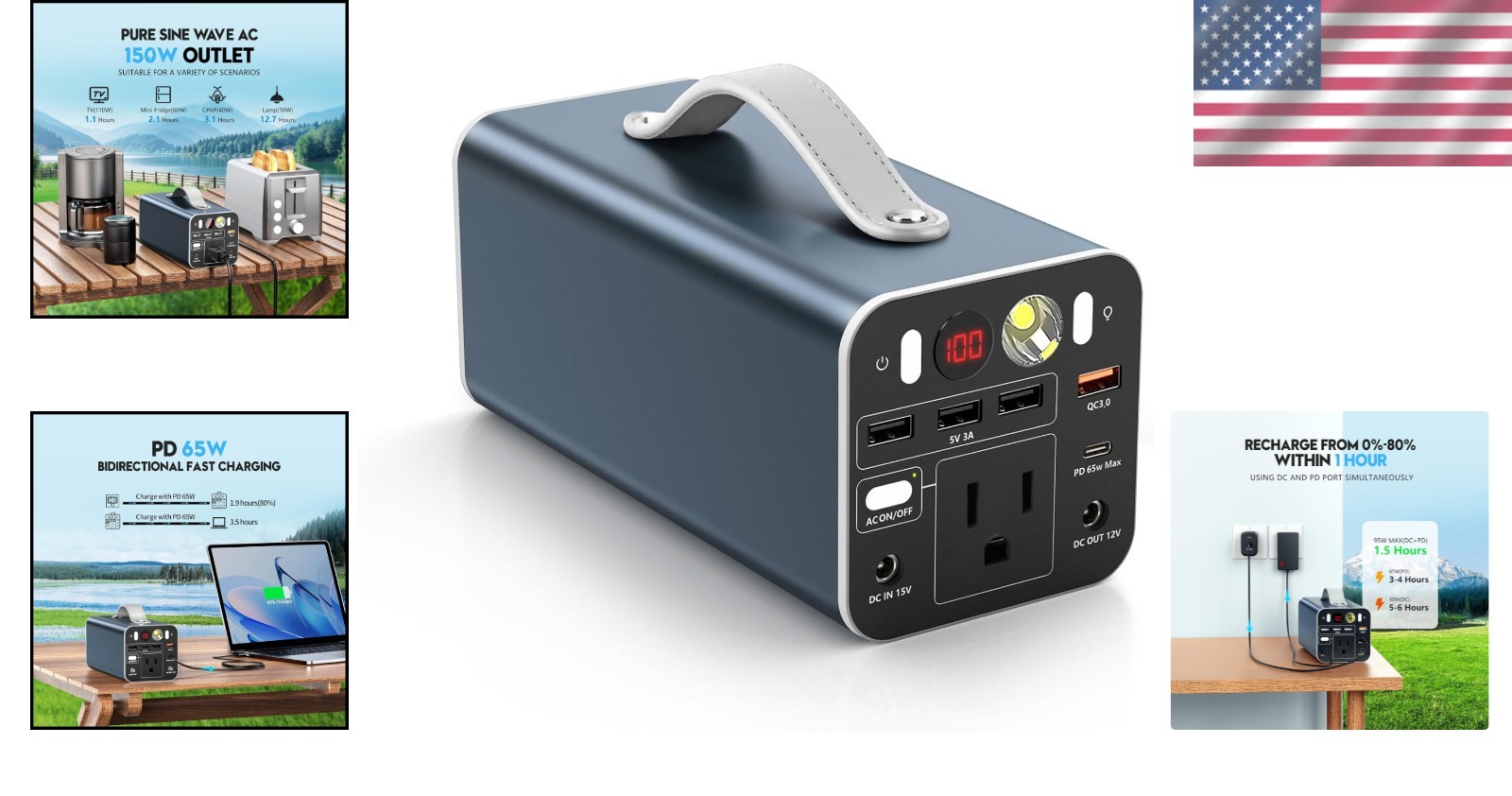 Swift 150W Portable Power Station – Ideal for Camping & Complete Device Charge
