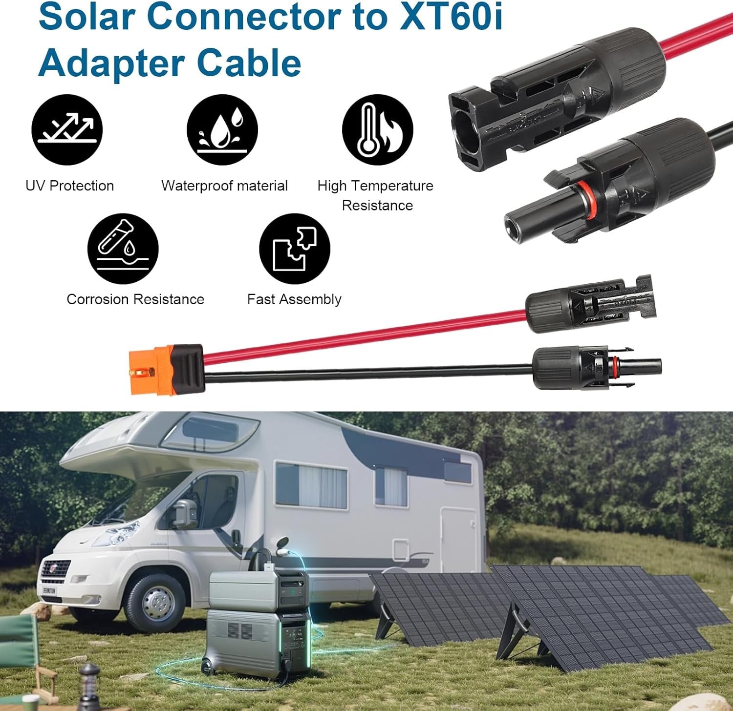 Solar to XT60i Cable 10AWG – 25FT Solar Panel to XT60i Adapter Connector XT60…