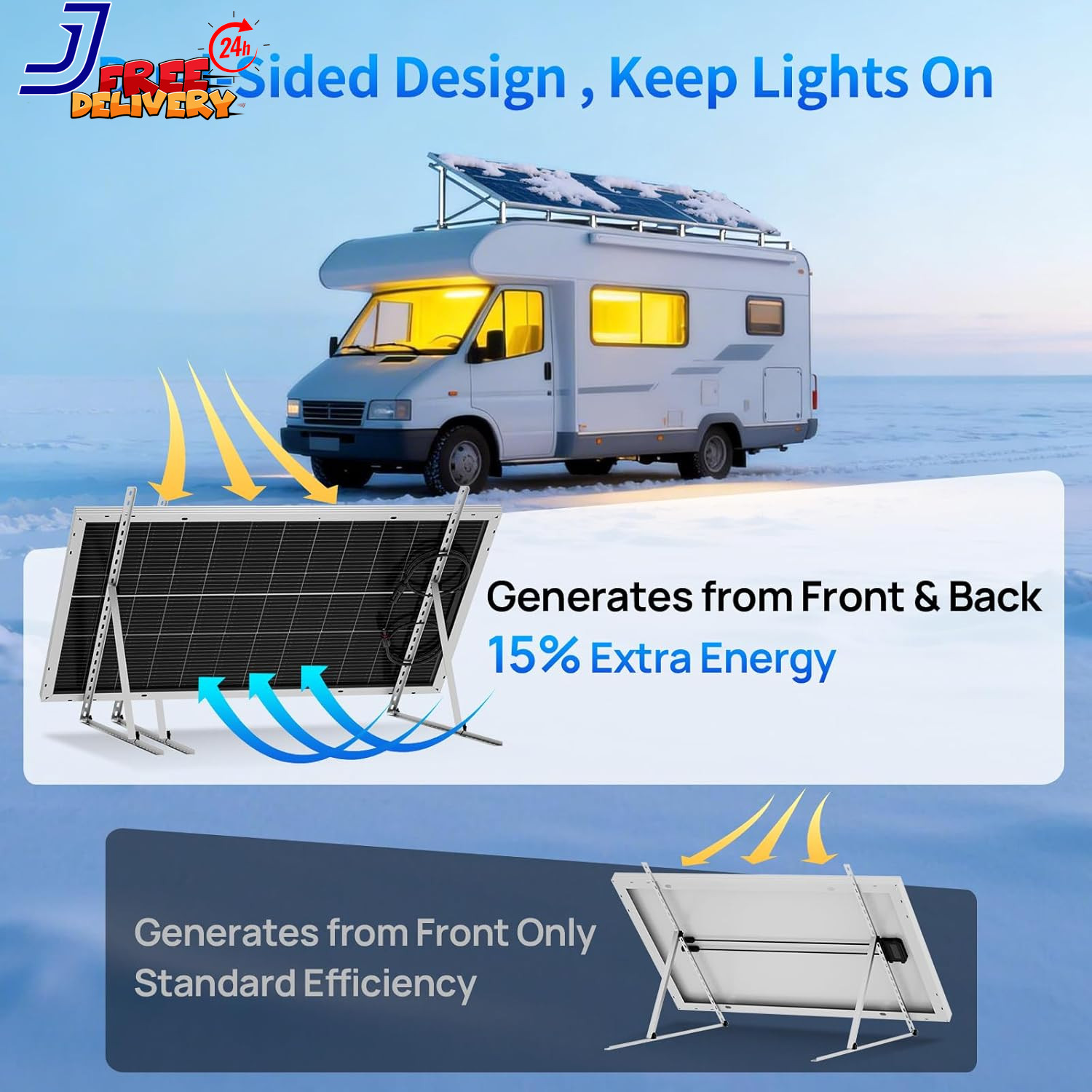 400W Solar Panels N-Type 4Pcs 100 Watt 18V Monocrystalline IP68 Waterproof 16BB