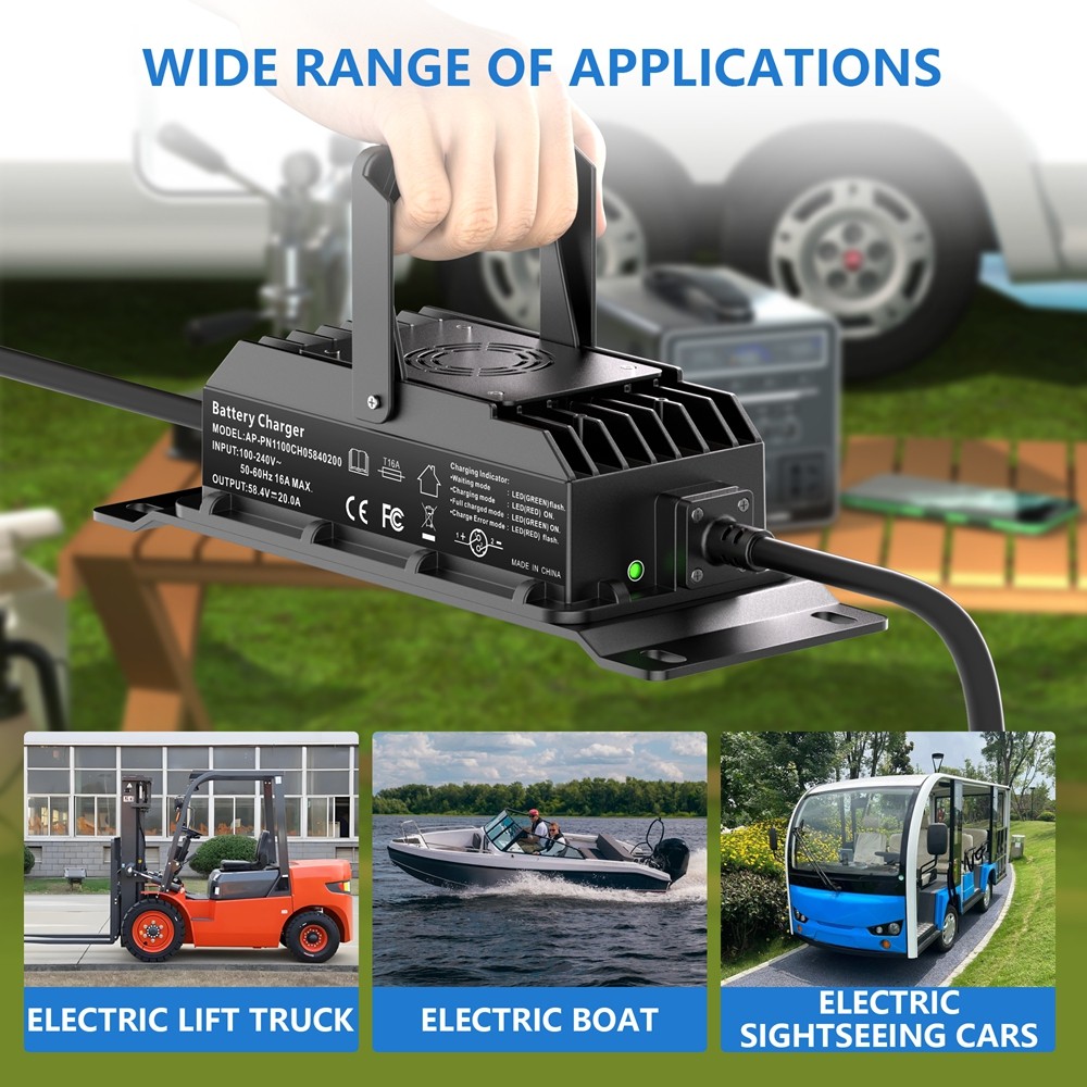 CHICNOD 48V100Ah LiFePO4 Bluetooth Battery w/ 58.4V 20A Charger for Golf Cart RV