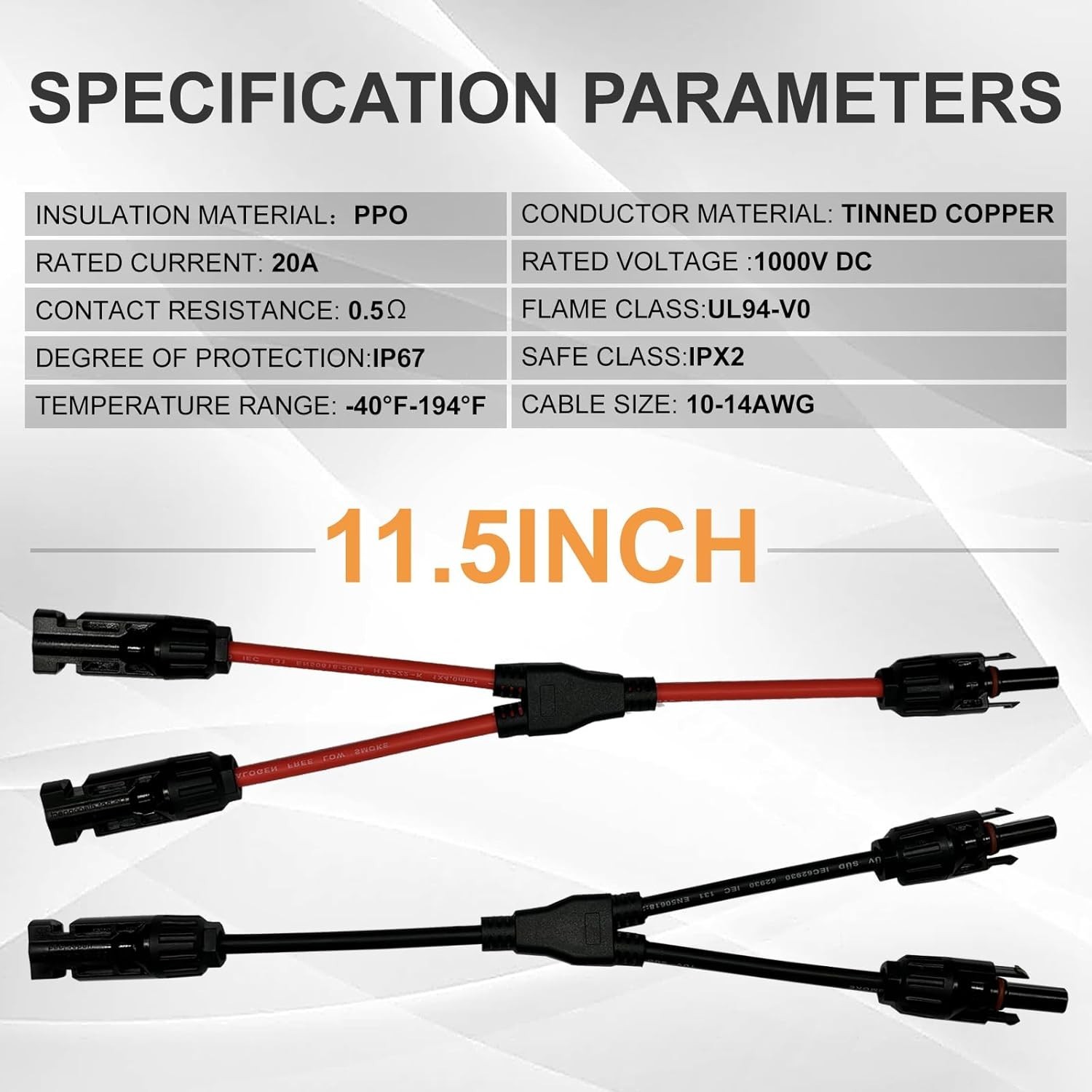 Solar Panel Y Branch Connectors, Upgraded MC4 Adapter Cable, 1 Pair Wire Plug…