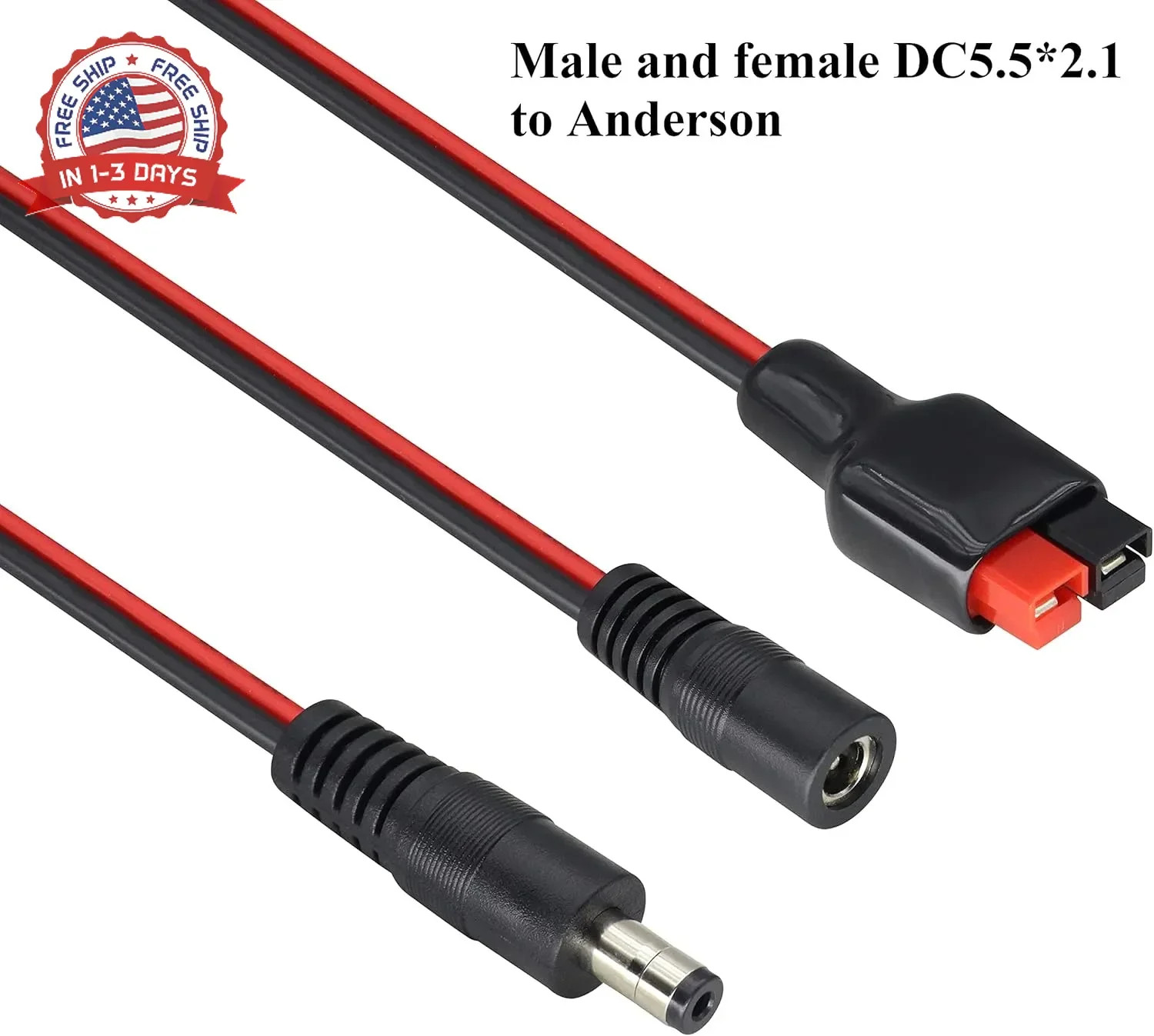 14AWG DC 5521Male/Female Power Plug to an-der-Son Cable 45A Solar Connector to D