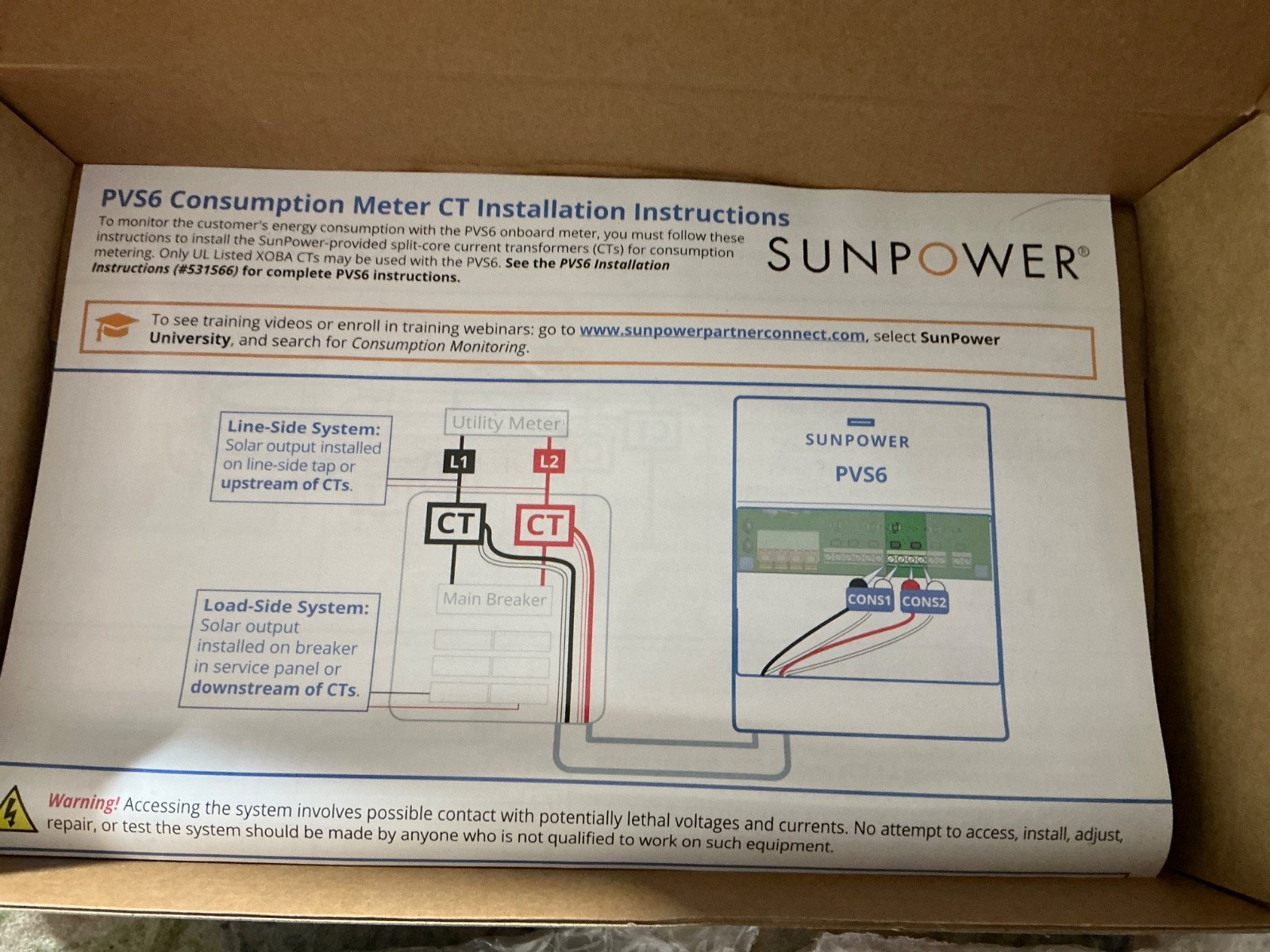 Sunpower Pvs6 Consumption Meter Cts NEW