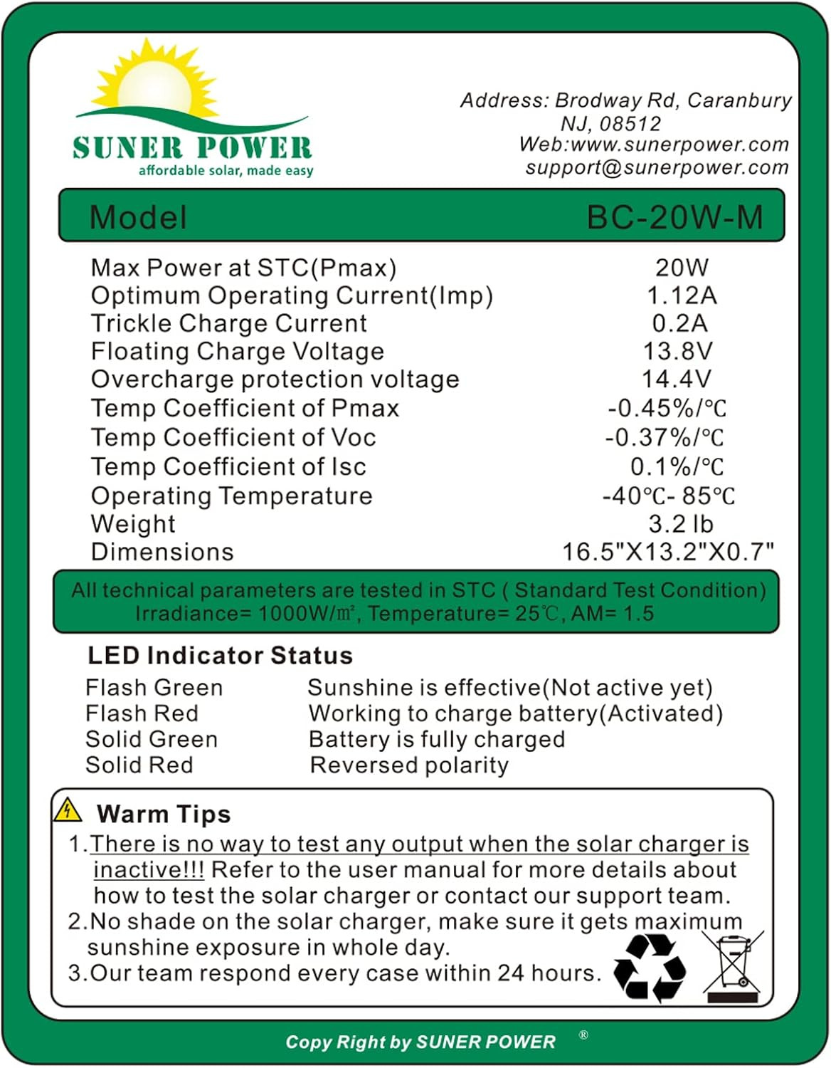20W Solar Battery Charger with MPPT Controller for Cars, Boats, RVs, and Trailer