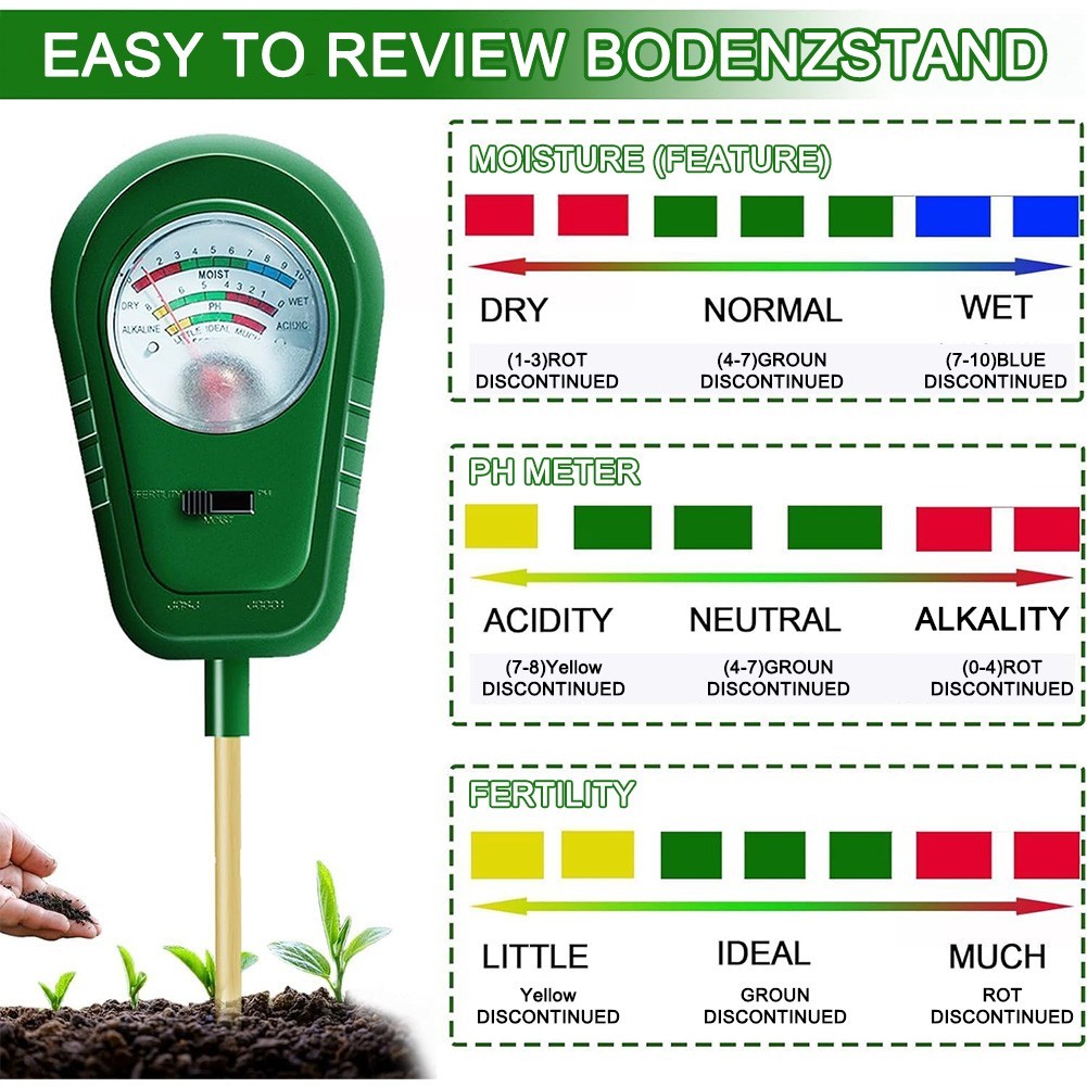 PH Meter Soil Tester Garden Beds Potted Plants Measures Moisture PH Fertility