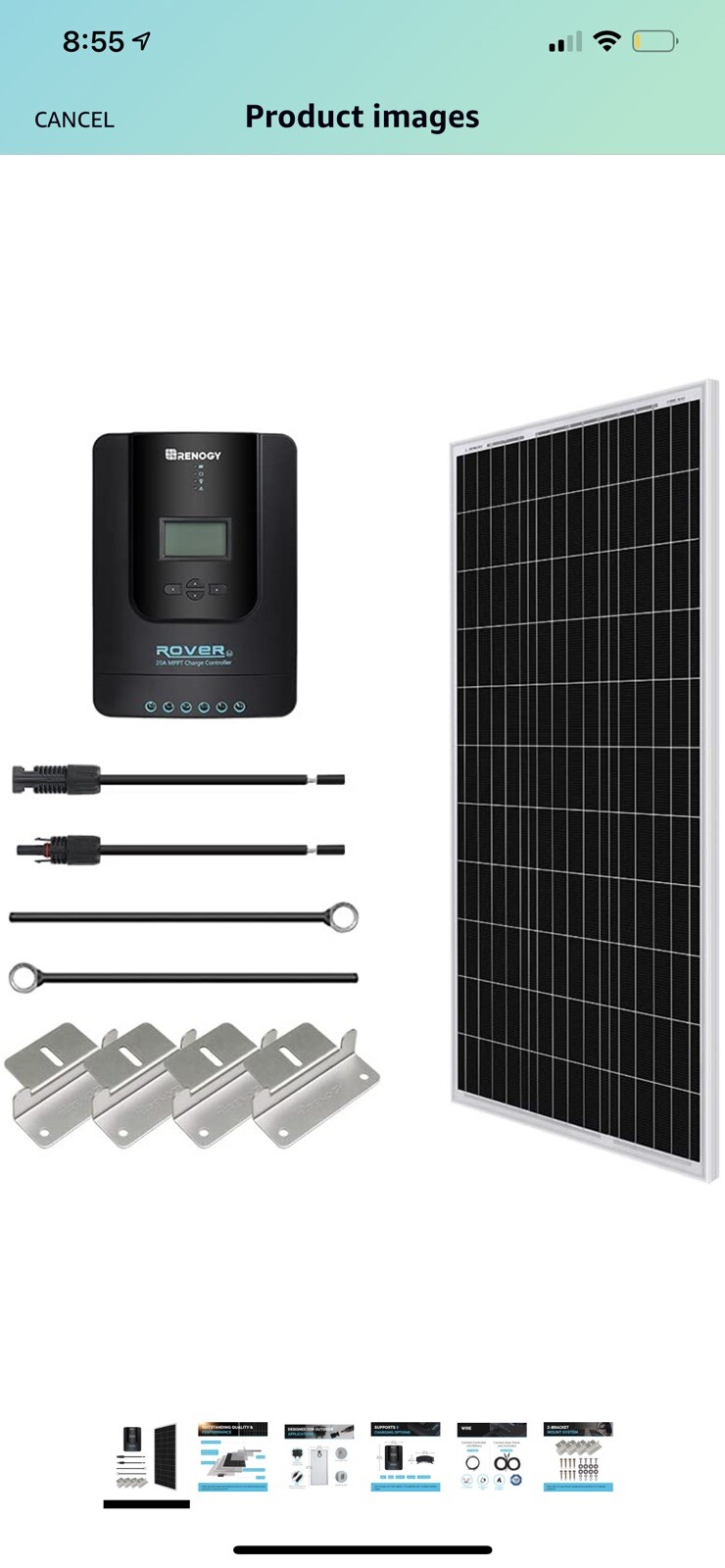 Renogy 100W 12V Monocrystalline Solar Starter Kit W/ 20A MPPT Charger Controllor