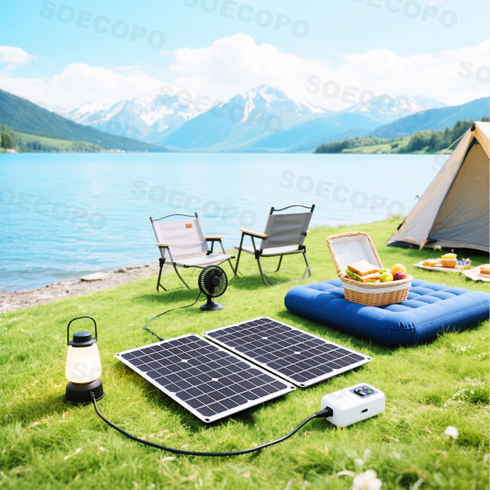 1000W Solar Panels – 2 x 500W Lightweight PV Panels + Y-Cable for Outdoor