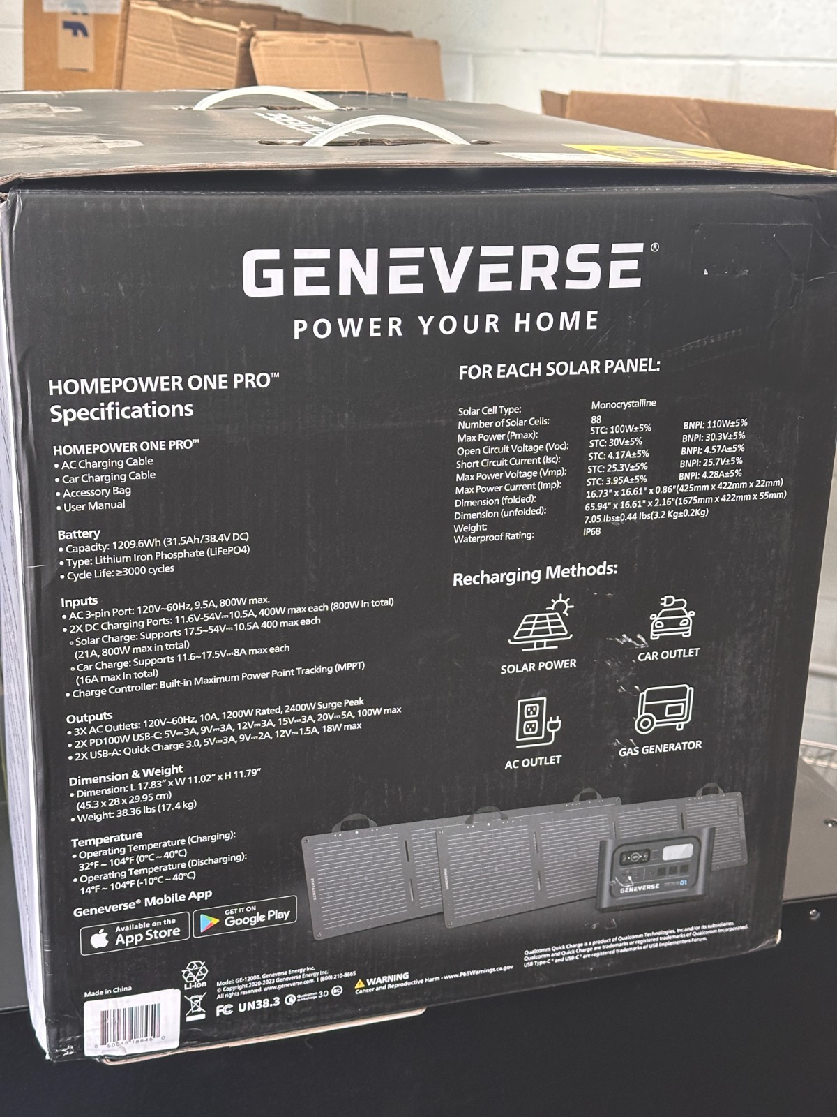 NEW! Geneverse 1210Wh Solar Generator + 2/100Watt mini Solar Panels SEALED