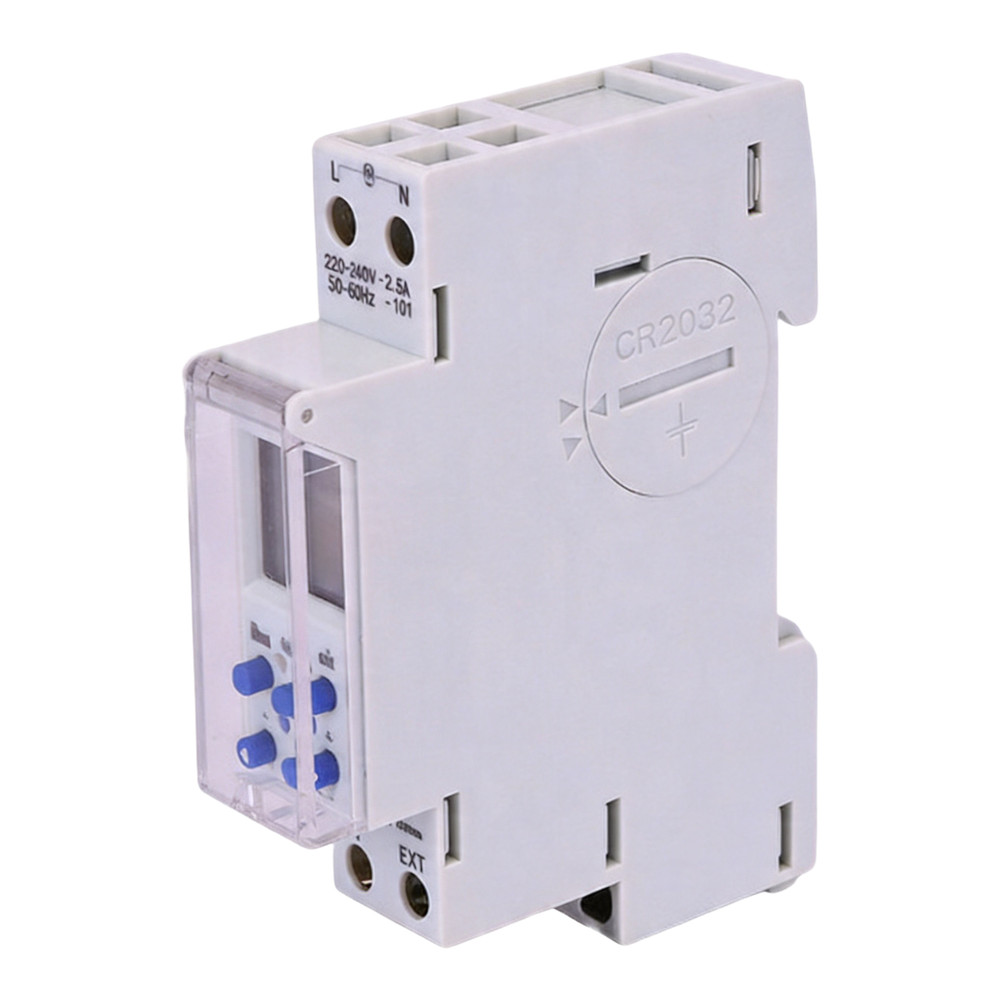 Programmable Switch DIN Rail Timer Independent Dual Circuits Clear Digital LCD