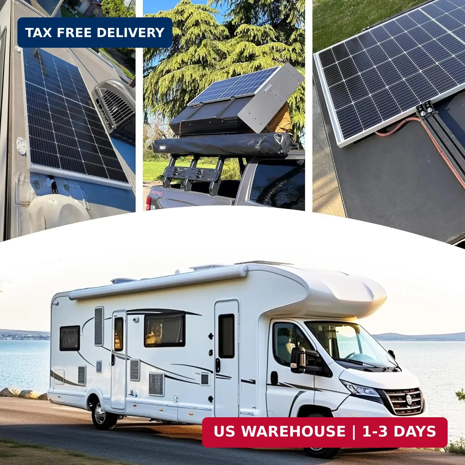 Solar Panel 250W 12 Volt 10BB Cell,Monocrystalline High-Efficiency 250 Watt 12V