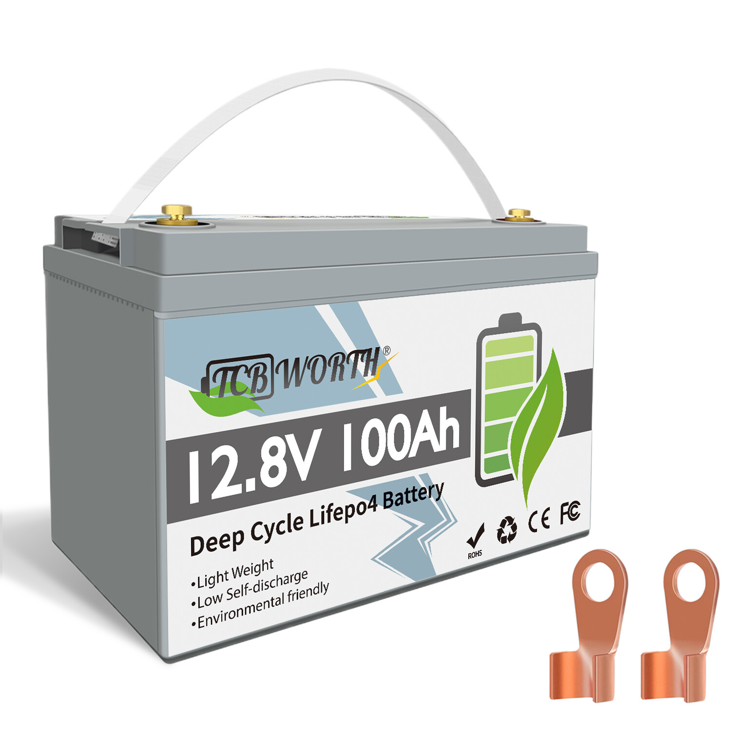 12V 100Ah LiFePO4 Lithium Battery Built-in 100A BMS for Solar Marine Trolling