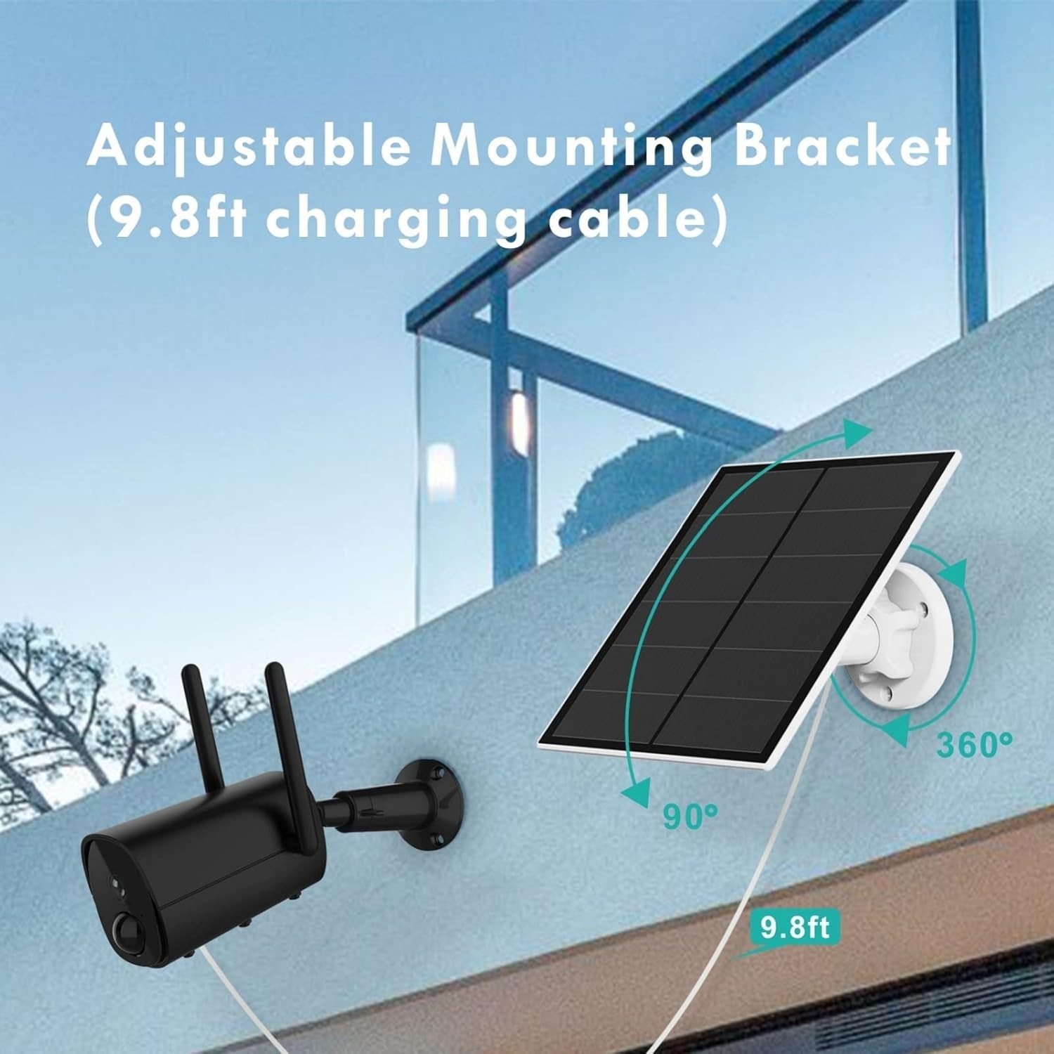 Solar Panel for Security Camera, 5W USB Solar Panel Compatible with Rechargea…