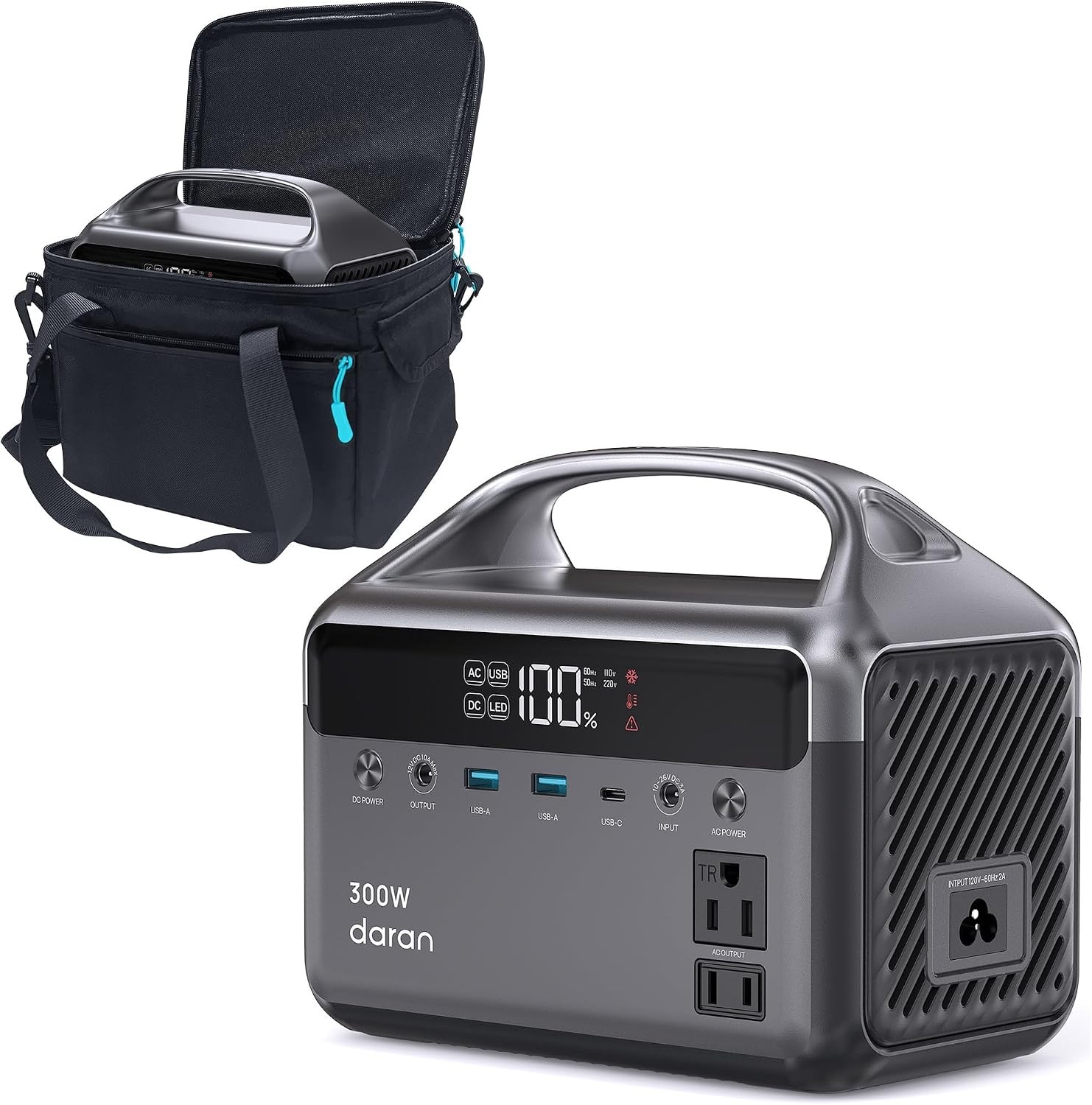 DARAN Portable Power Station 89.6Wh LiFePO4 Battery 100W(200W Peak Solar Power