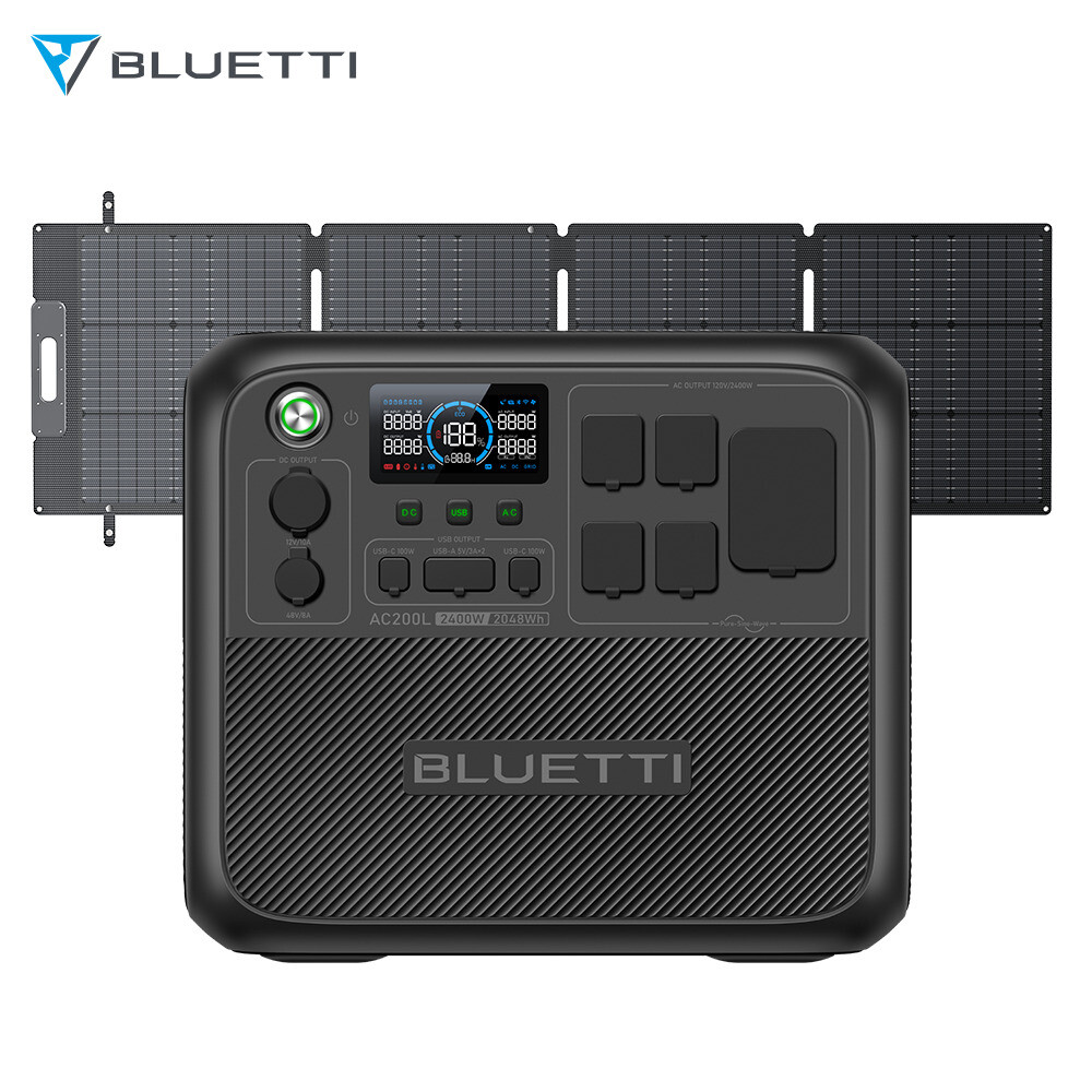 BLUETTI AC200L 2400W 2048Wh Power Station+Optional 200W/350W Solar Panels for RV