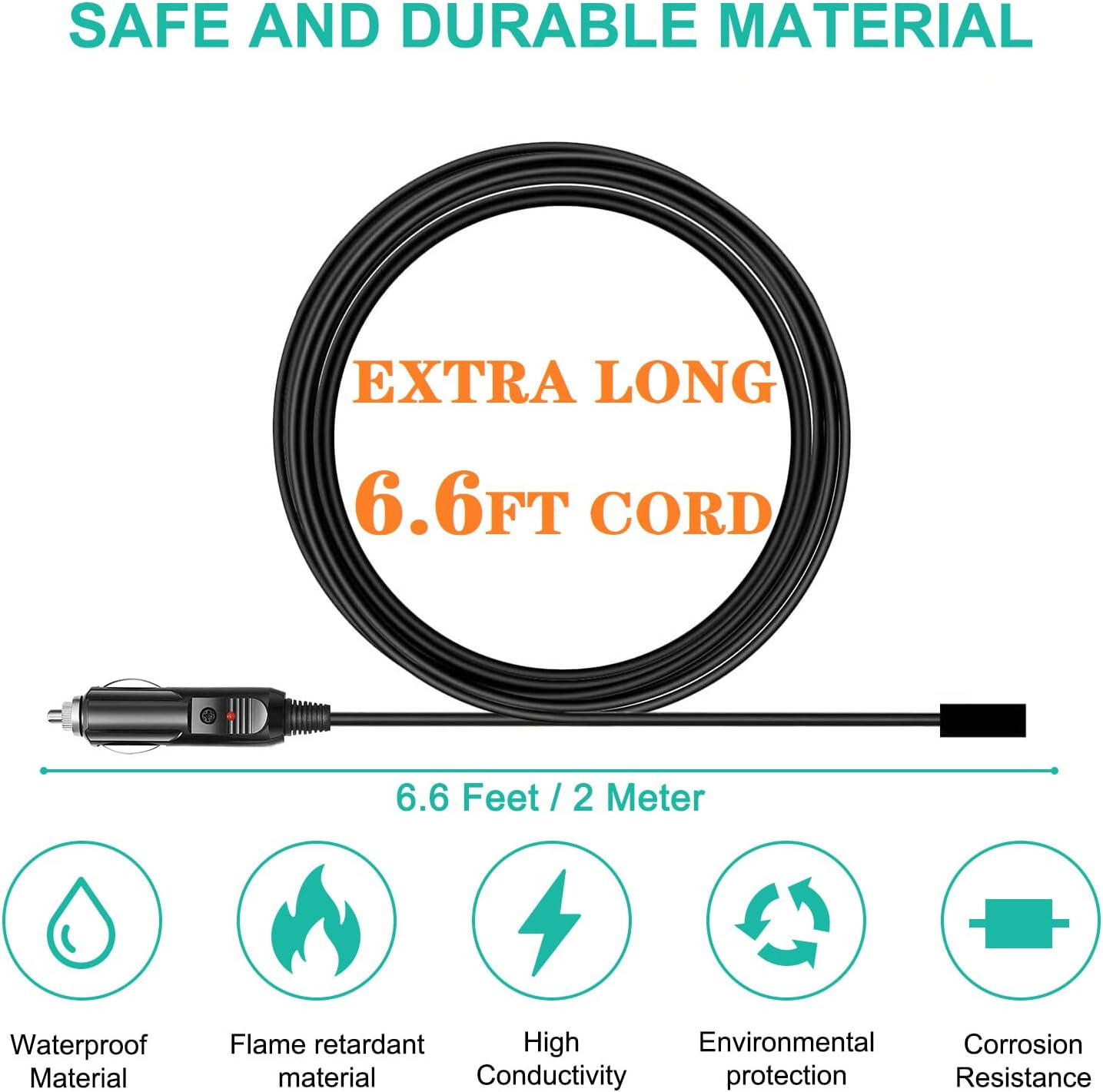 12V/24V Car Charger Cable BLUETTI AC2A AC70 AC50B EB55 Elite 200 100 V2 Portable