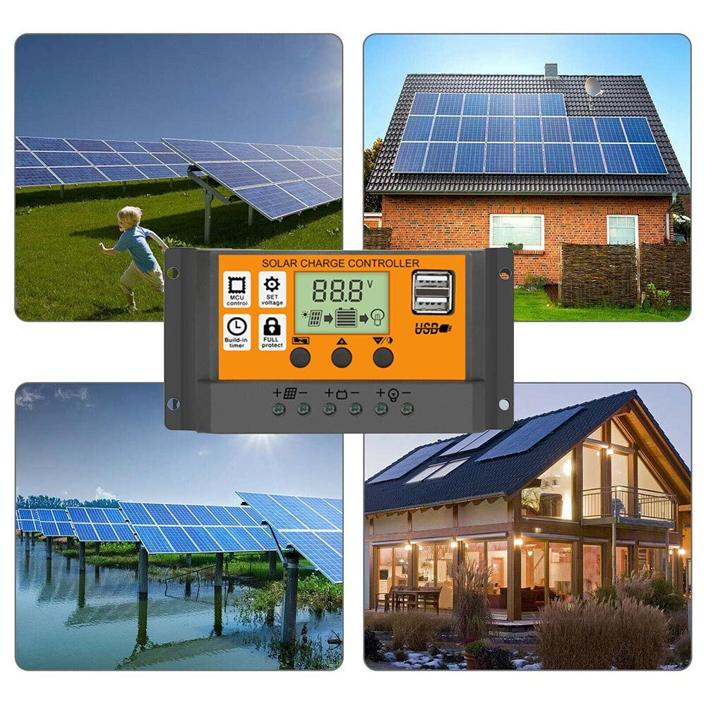 100A PWM Solar Panel Regulator Charge Controller 12V/24V Auto Focus Tracking