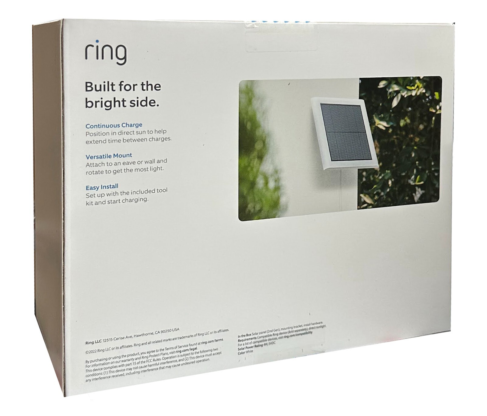 Ring 4W 2nd Generation Solar Panel for Select Ring Security Cameras – White