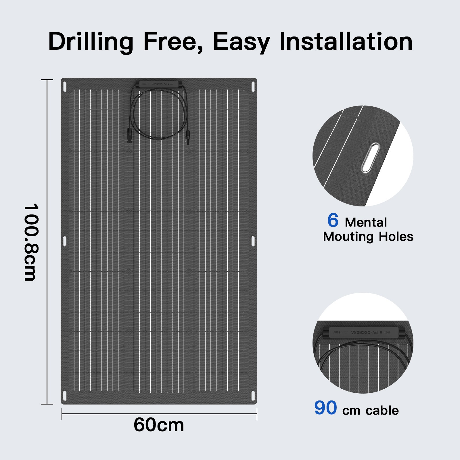 MHPOWOS Flexible Solar Panel 100W 24V Ultra Thin Lightweight for RV Camper Van