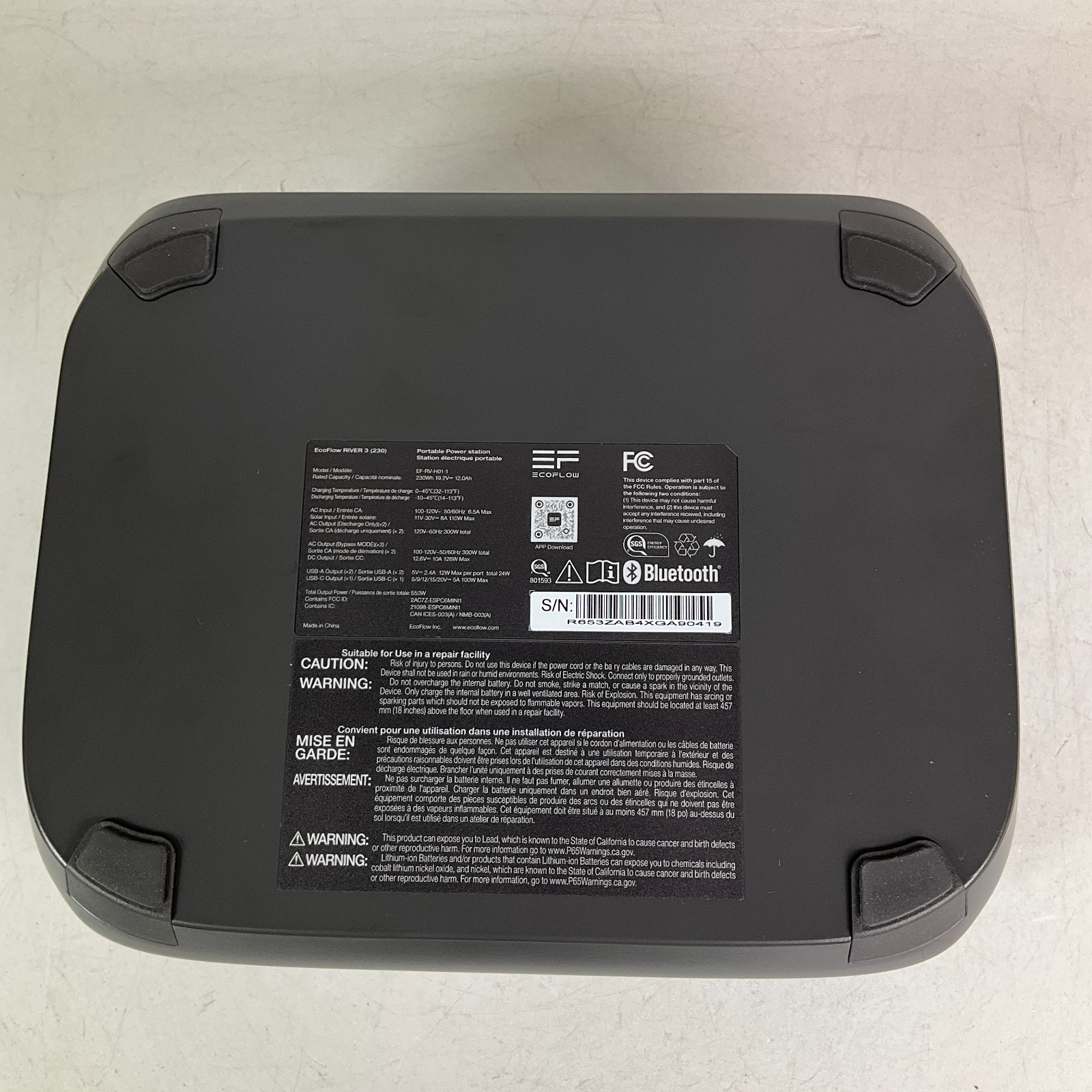 EcoFlow River 3 Portable Power Station 600W 230Wh Battery Generator EF-RV-H01-1