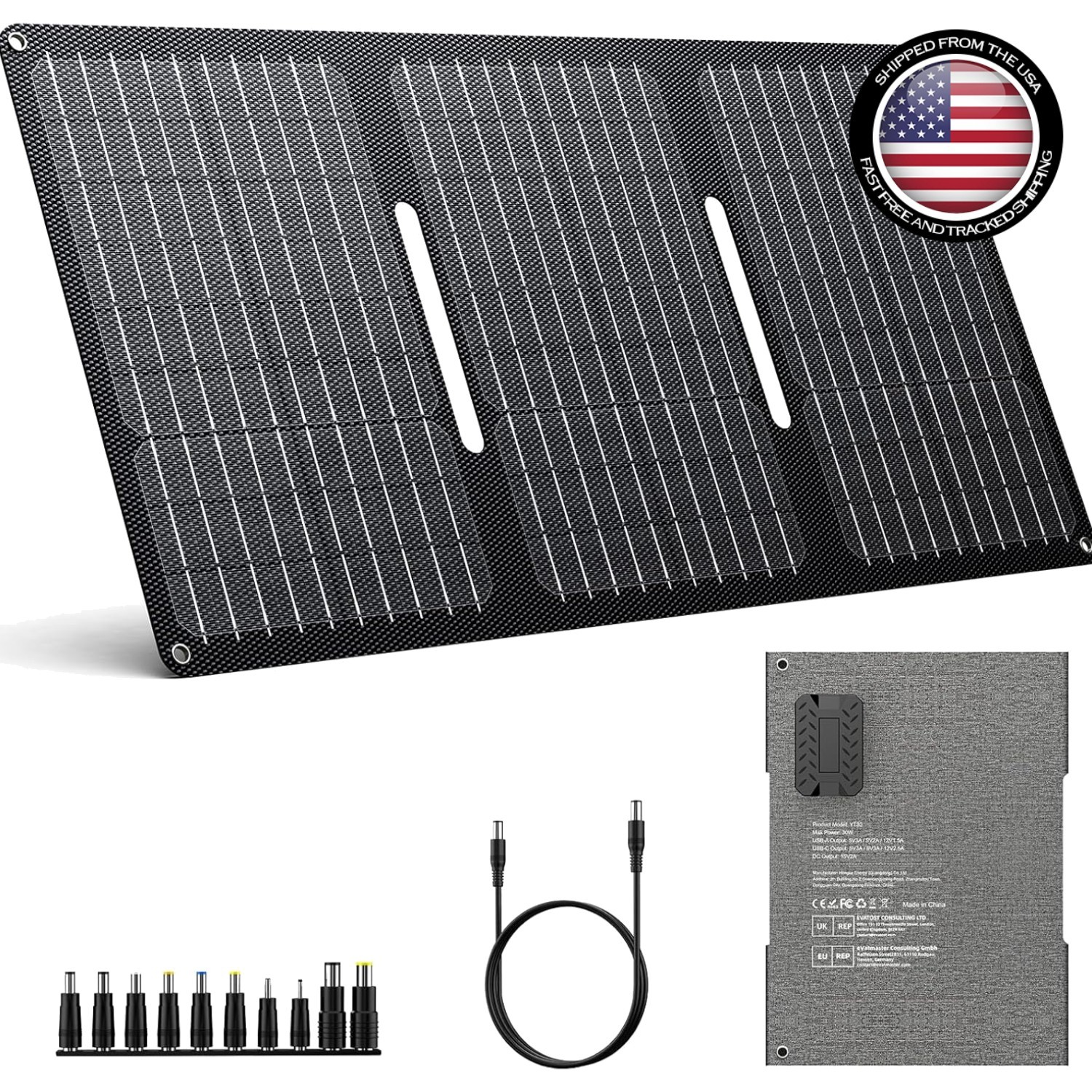 Ultra-light 30W Portable Solar Panel with QC3.0 – Perfect for Outdoor Adventures