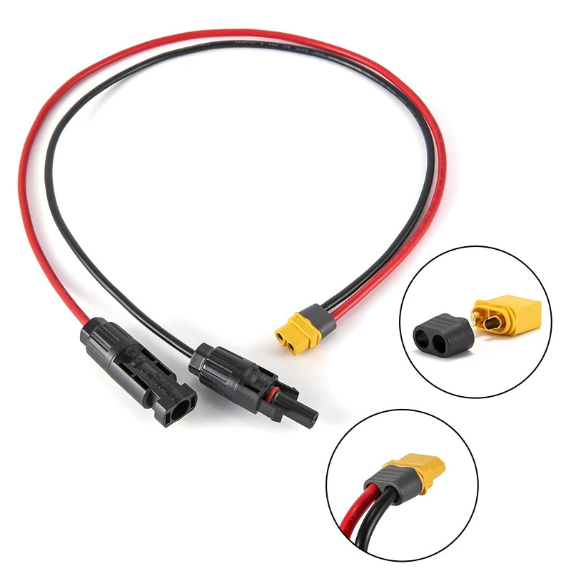 Charge Extension Cable 12AWG MC4 XT60 Adapter For Portable Power Station Tools