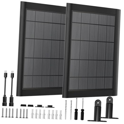 5W Solar Panel Charger with 3500mWh Internal Battery – 2 Pack – Black