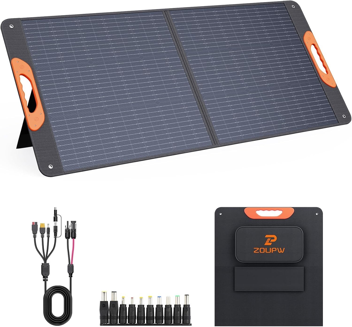 100W Portable Solar Panel W/ 5-in-1 Cable,23.5% Efficiency Mono Foldable Solar