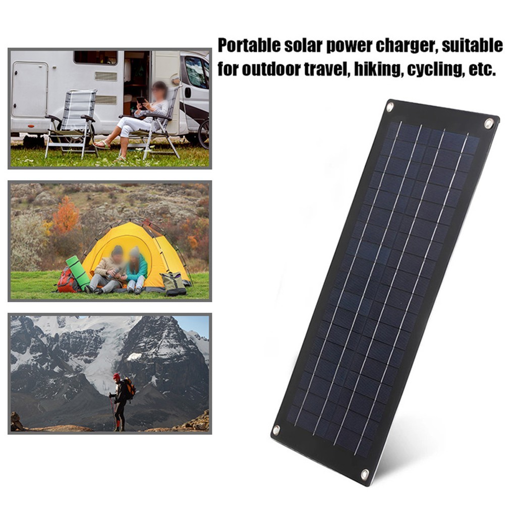 60W 18V Solar Panel Charger for Car RV Van Boat with Dual 5V USB Outputs