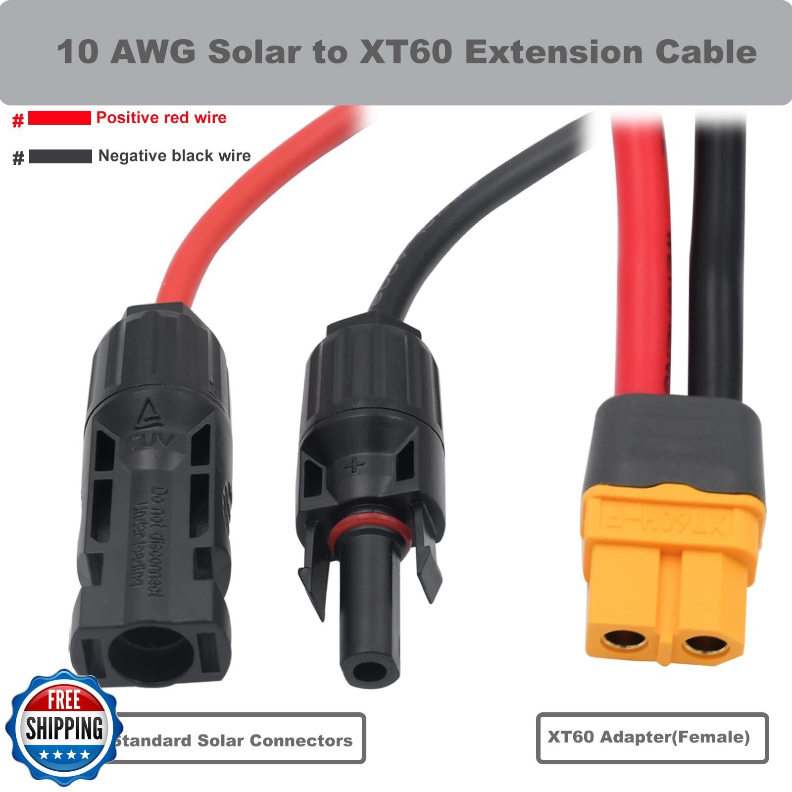 COMeap Solar Panel Cable for Ecoflow Anker SOLIX 10AWG, Compatible with MC-4