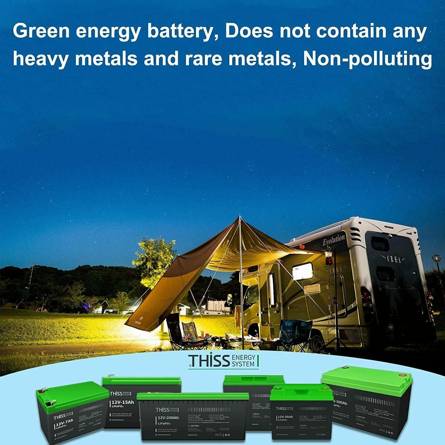 12V 50Ah 100Ah Lithium Battery LiFePO4 Rechargeable 3000+ Deep Cycle BMS Home RV